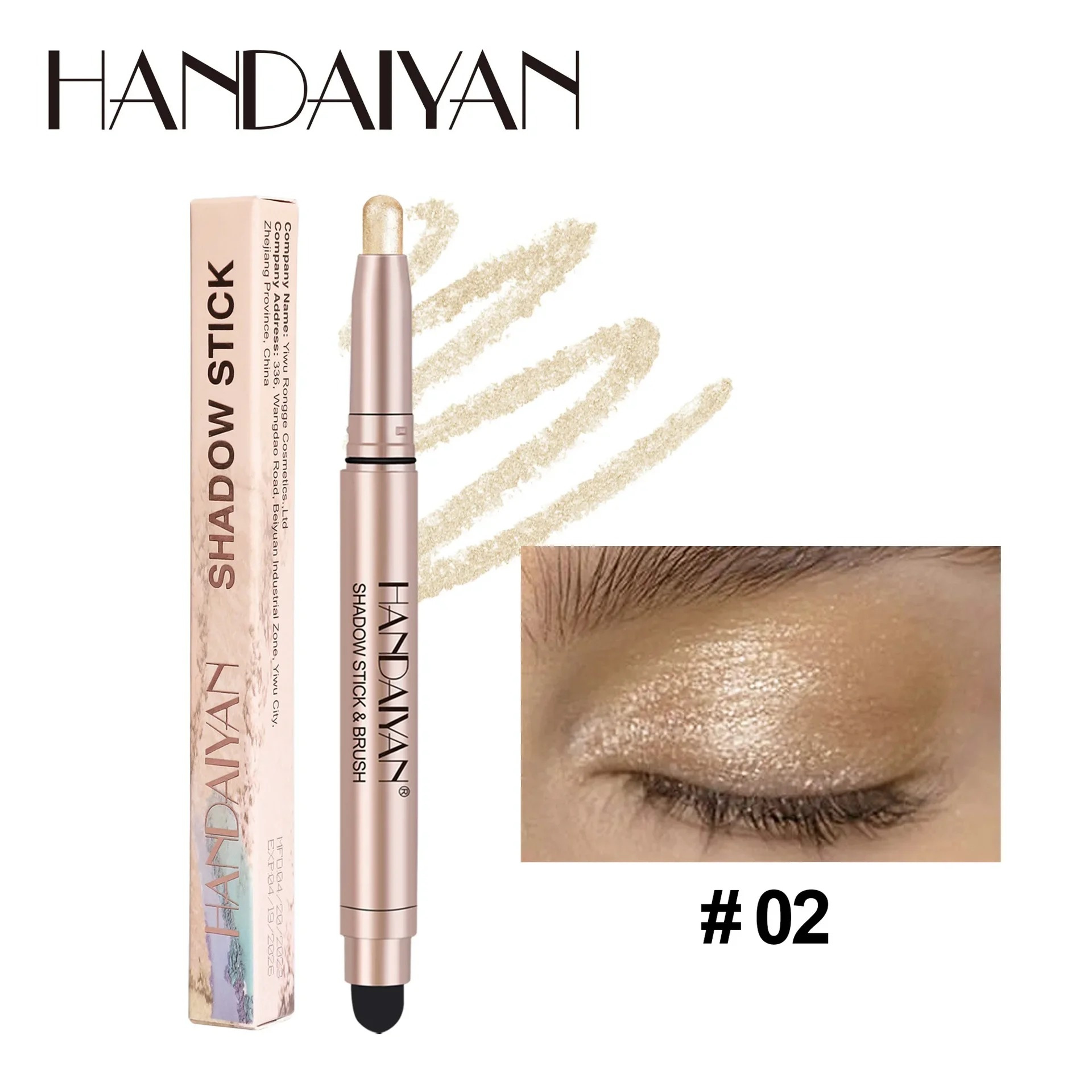 Waterproof Smoky Dark Black Eyeshadow Pencil Stick Matte Metallic Pearlescent Glitter Makeup Tool H 6