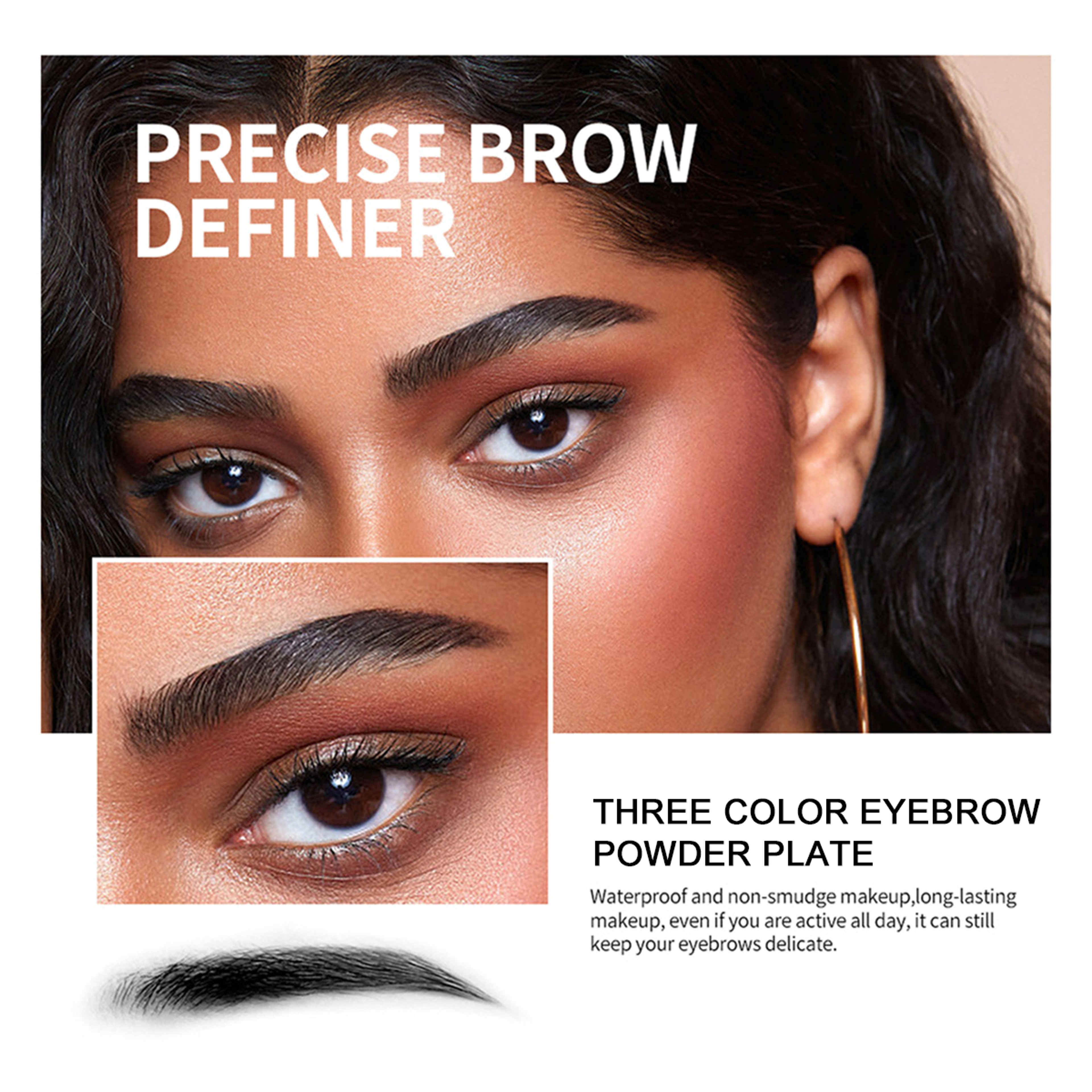 Waterproof Three-Color Eyebrow Powder, Sweat-Proof Long-Lasting Eyebrow Shadow for Natural Three-Dimensional Shape – view 6