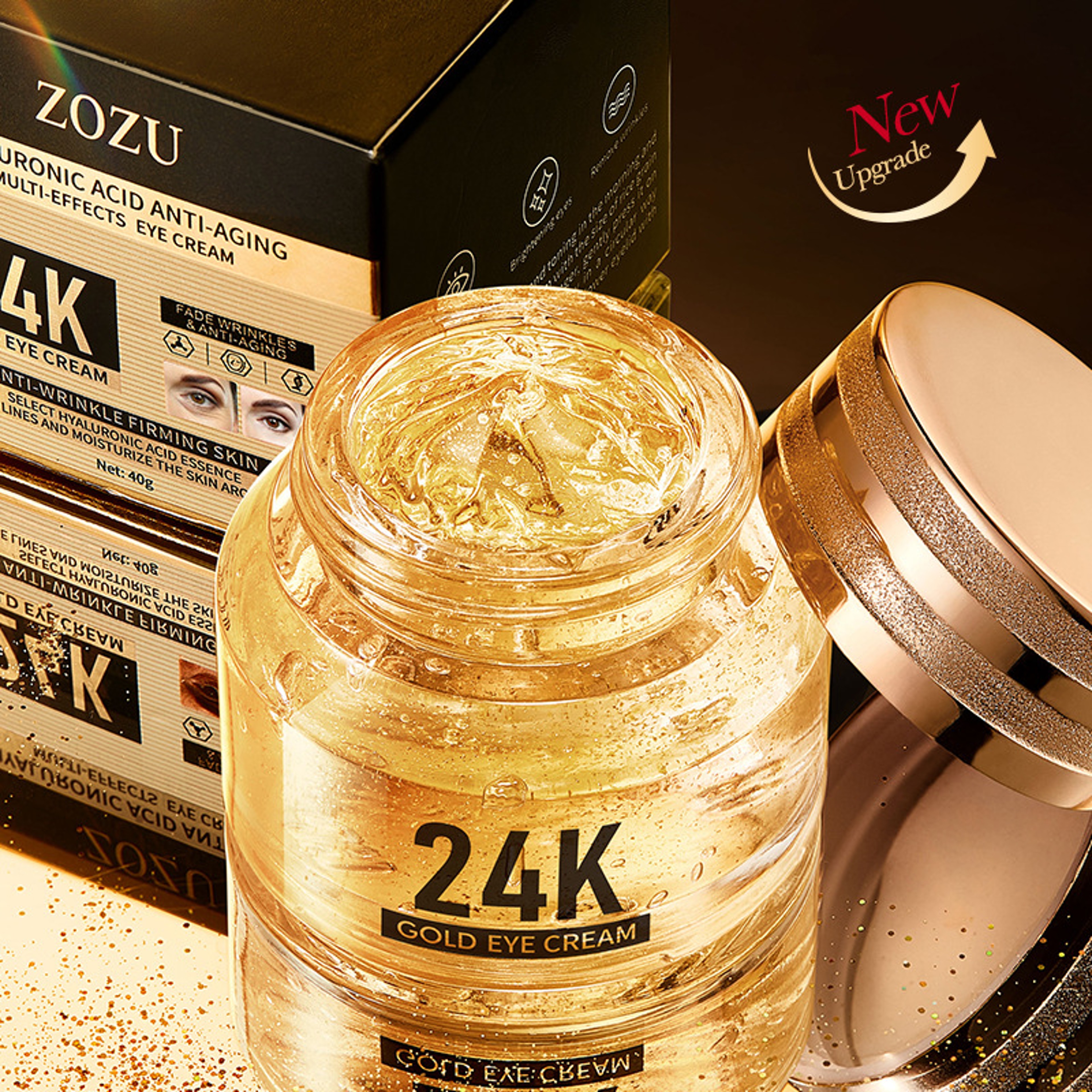 Hyaluronic Acid Eye Cream with 24k Gold for Anti Dark Circles Firming and Moisturizing Eye Skin Care – view 1
