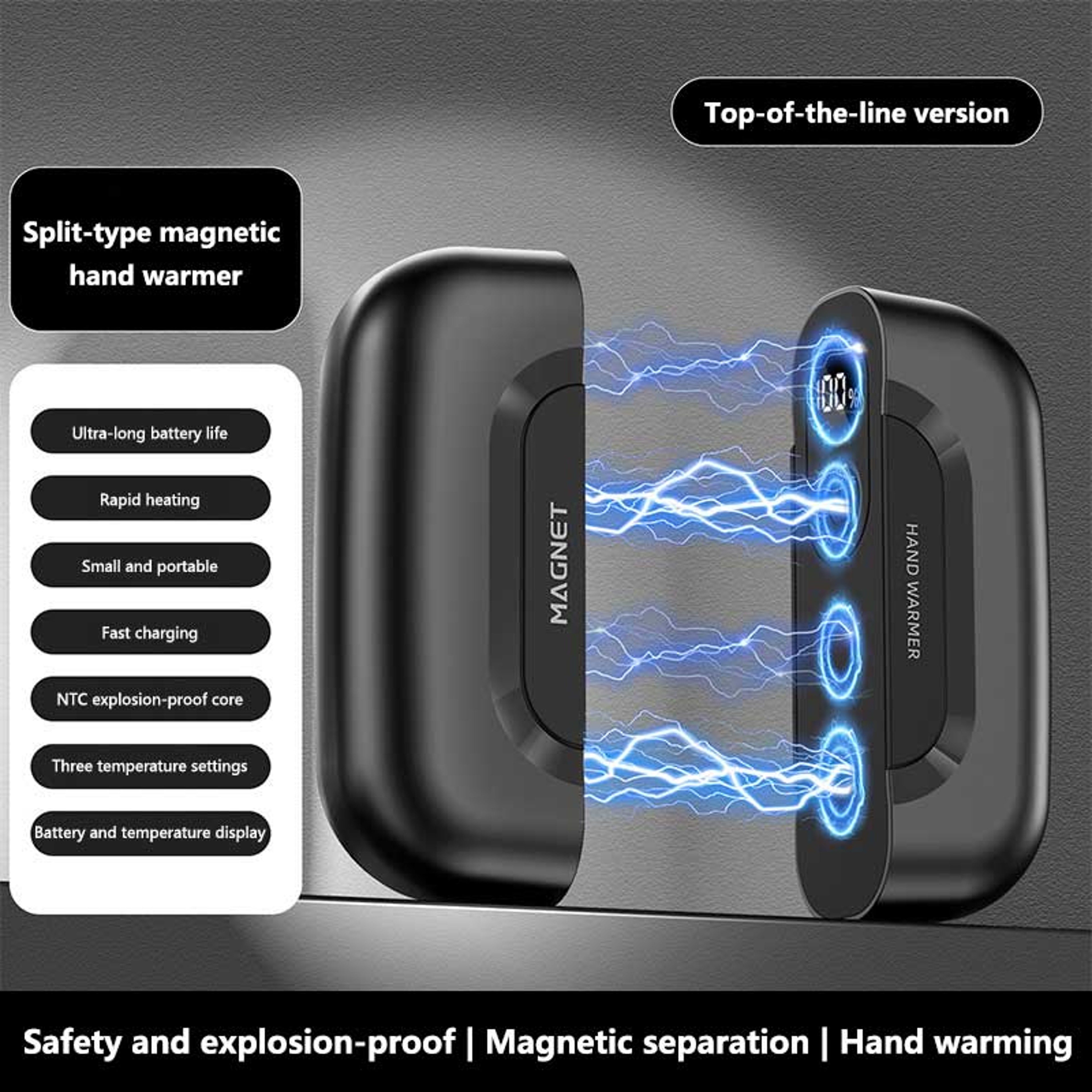 Mini Portable USB Rechargeable Magnetic Hand Warmer Digital Display Fast Charging Pocket Heater 8