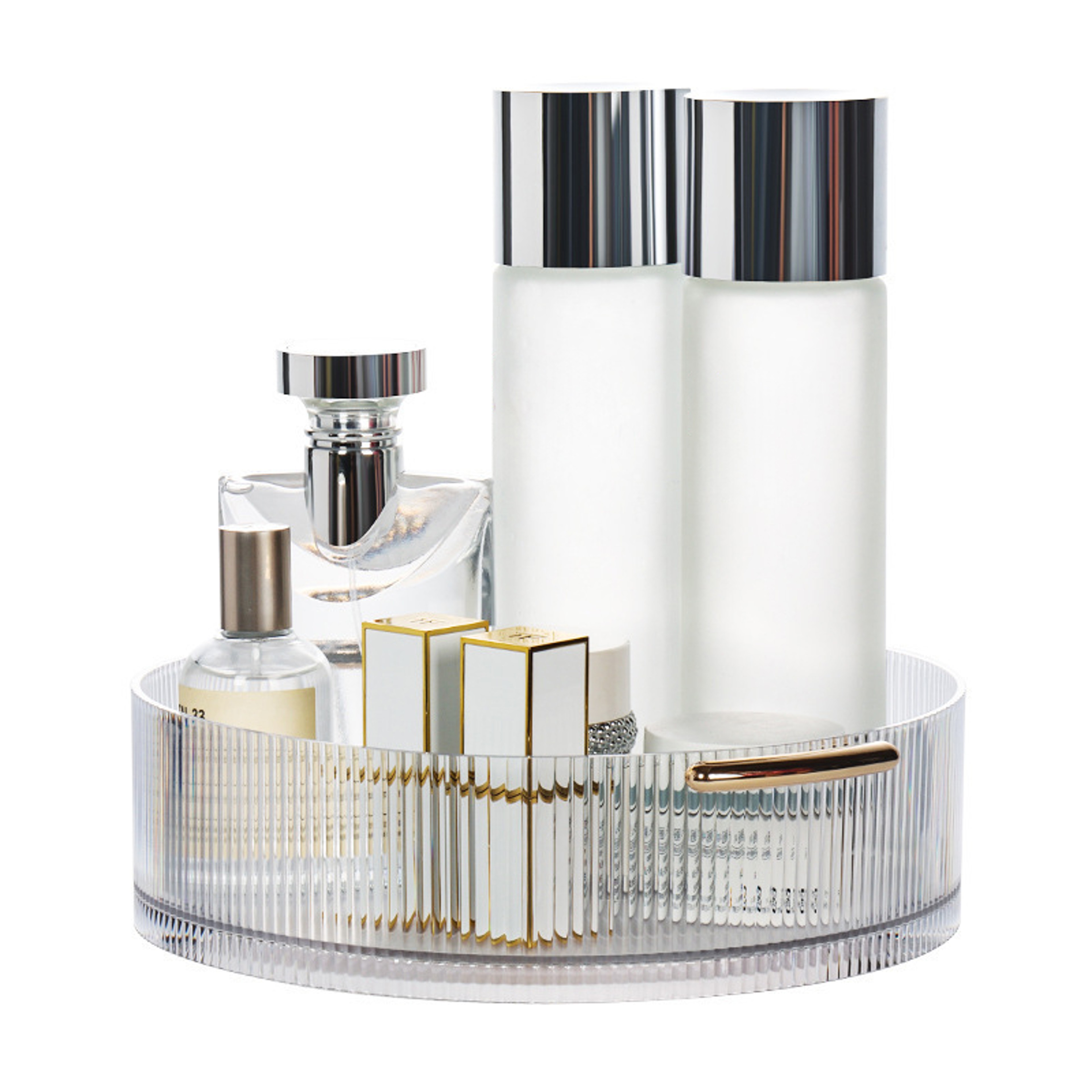 Rotating Turntable Desktop Storage Box, Rotating Cosmetic Storage Box, Large Capacity Round Transparent Tray – view 1