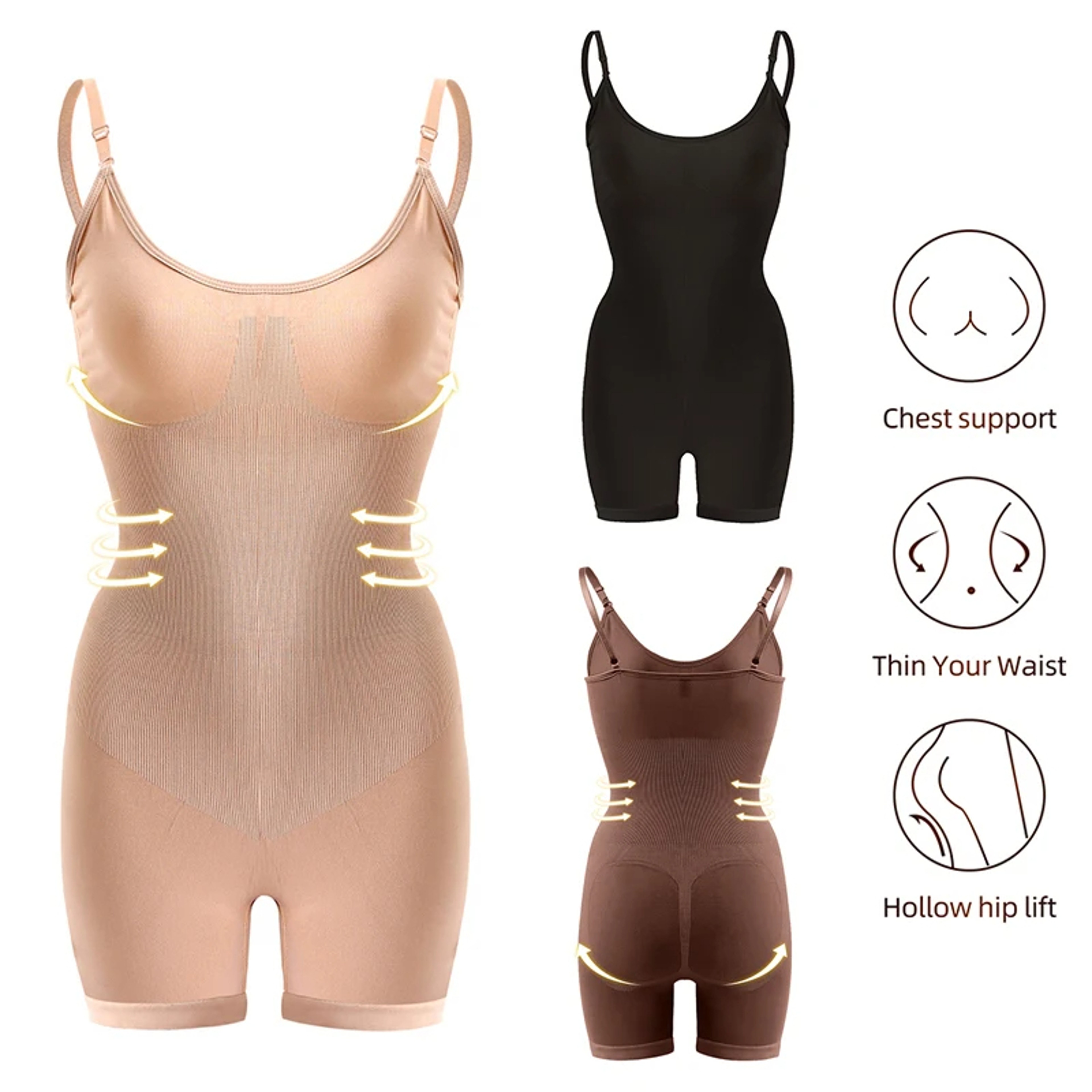 Women Bodysuit Shapewear Tummy Control Full Body Shaper Slimming Sheath Butt Lifter Push Up Thigh Sl