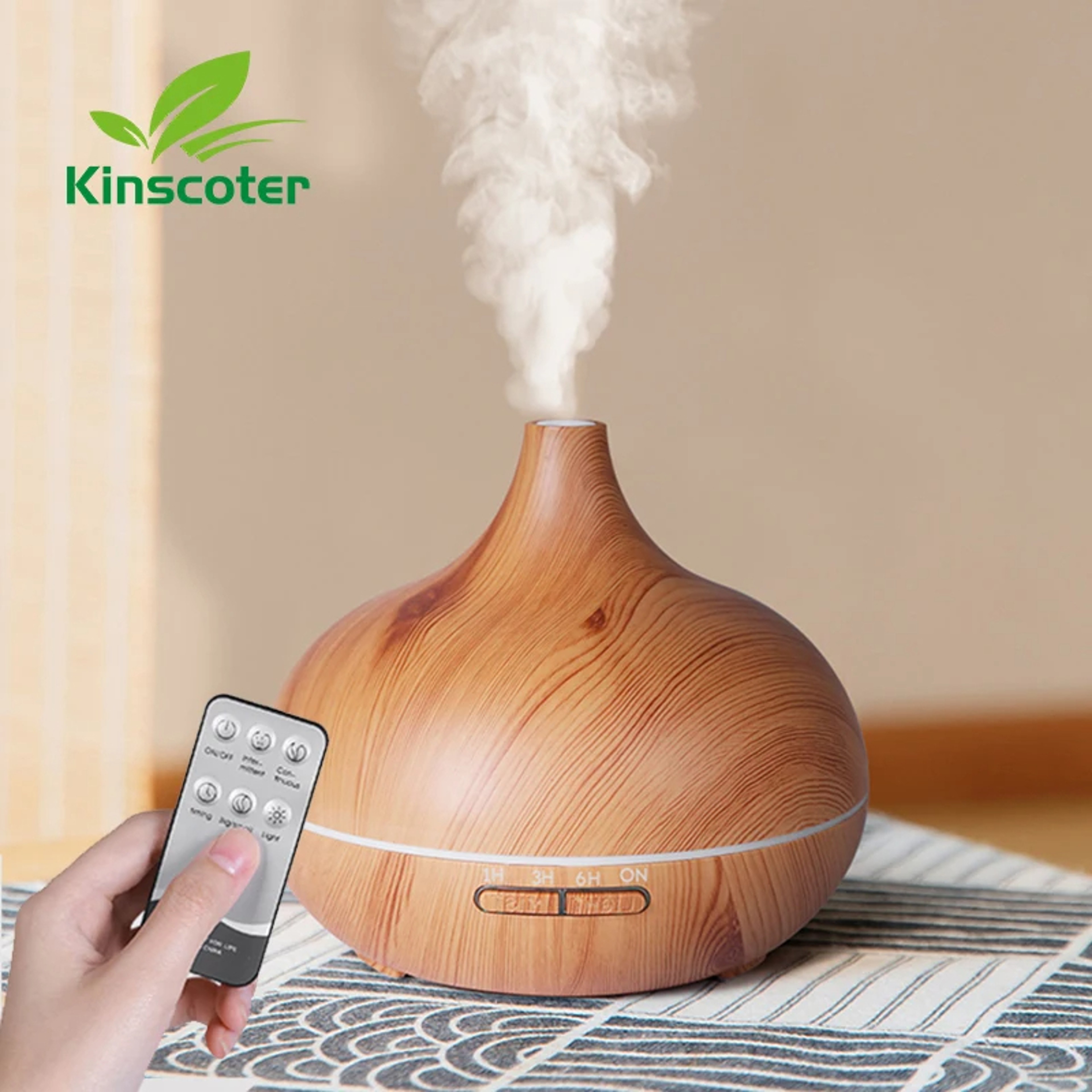 High Quality 500ml Aromatherapy Essential Oil Diffuser Wood Grain Remote Control Ultrasonic Air Humi