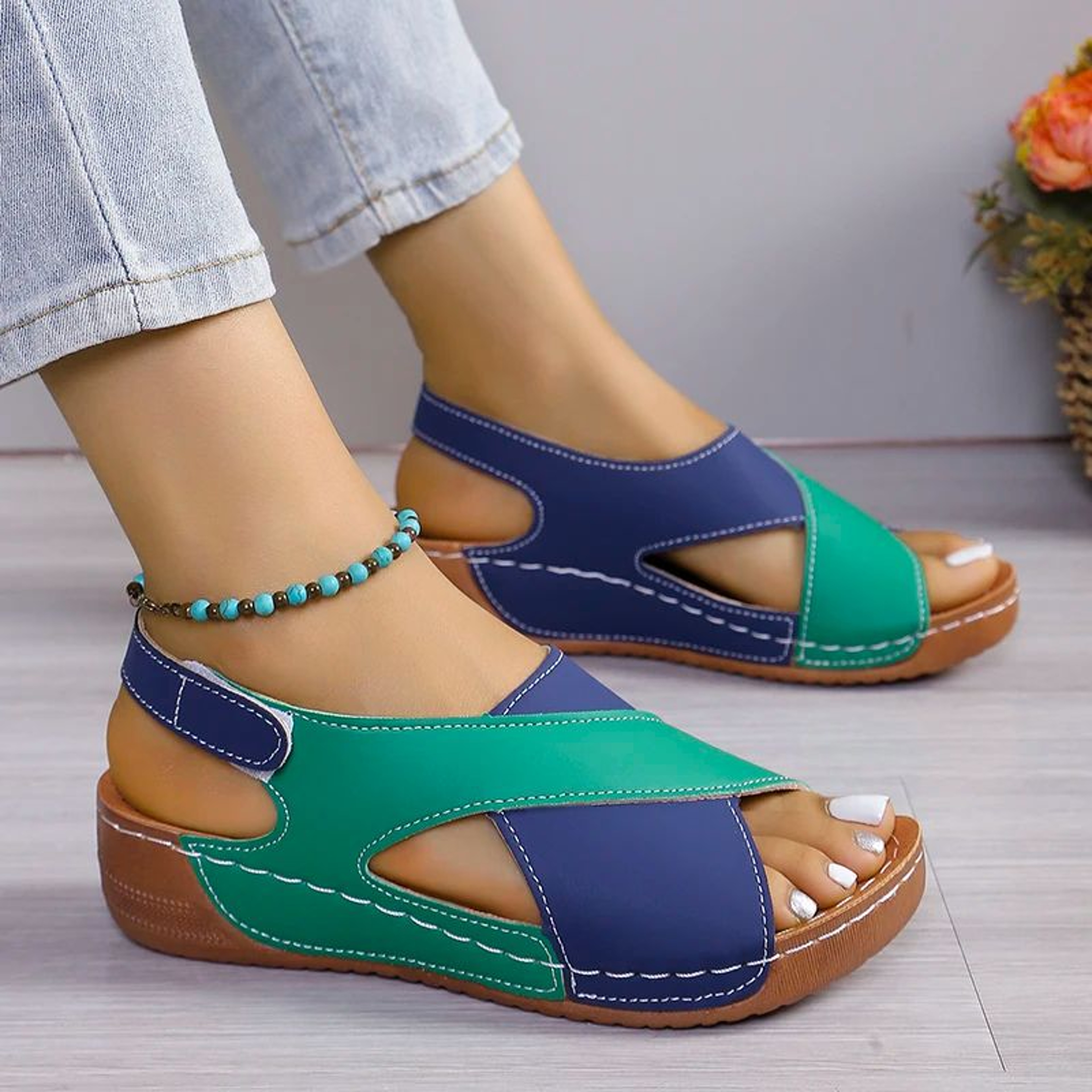 Comfortable Platform Wedge Sandals for Women Summer Peep Toe Roman Sandalias Orthopedic Beach Shoes