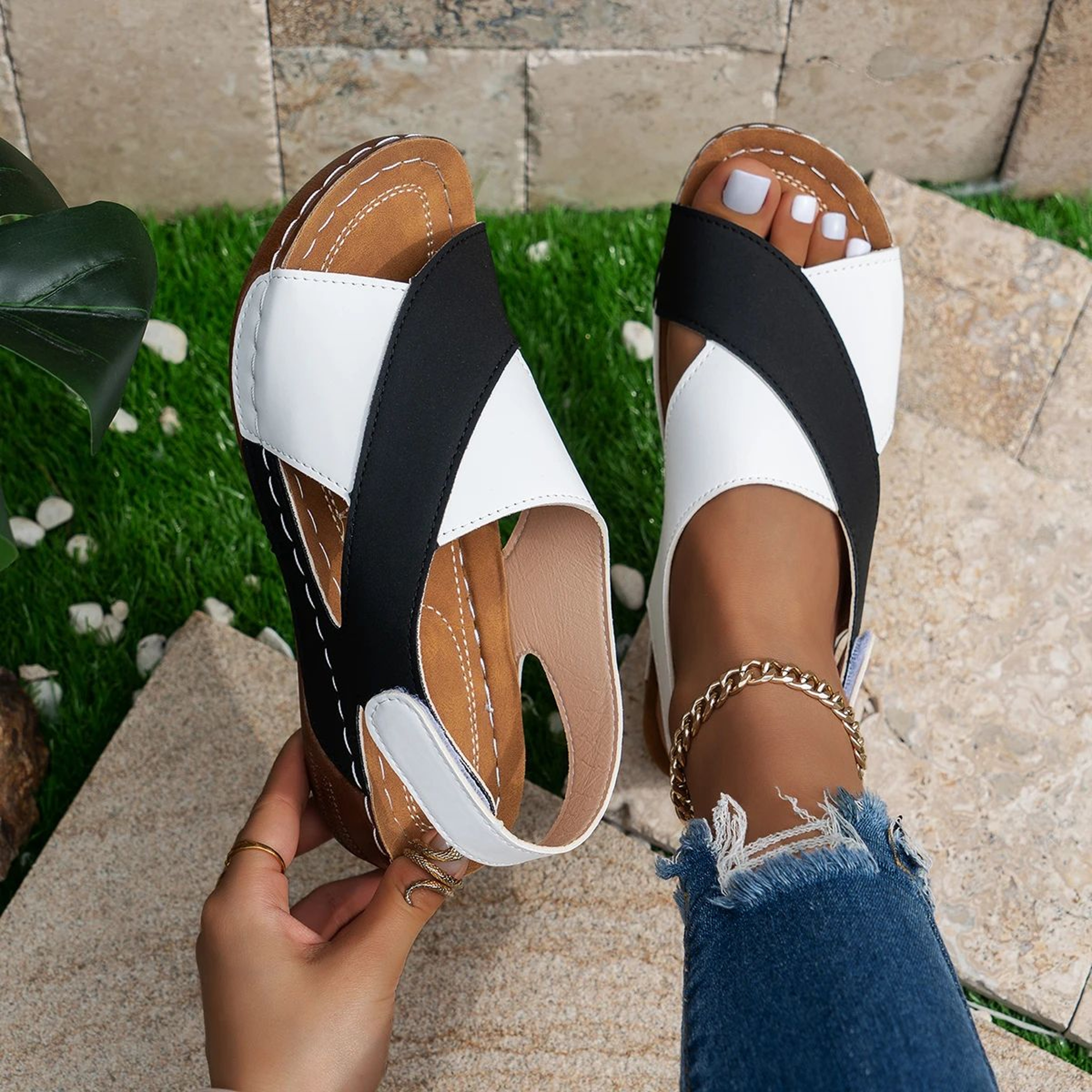 Comfortable Platform Wedge Sandals for Women Summer Peep Toe Roman Sandalias Orthopedic Beach Shoes