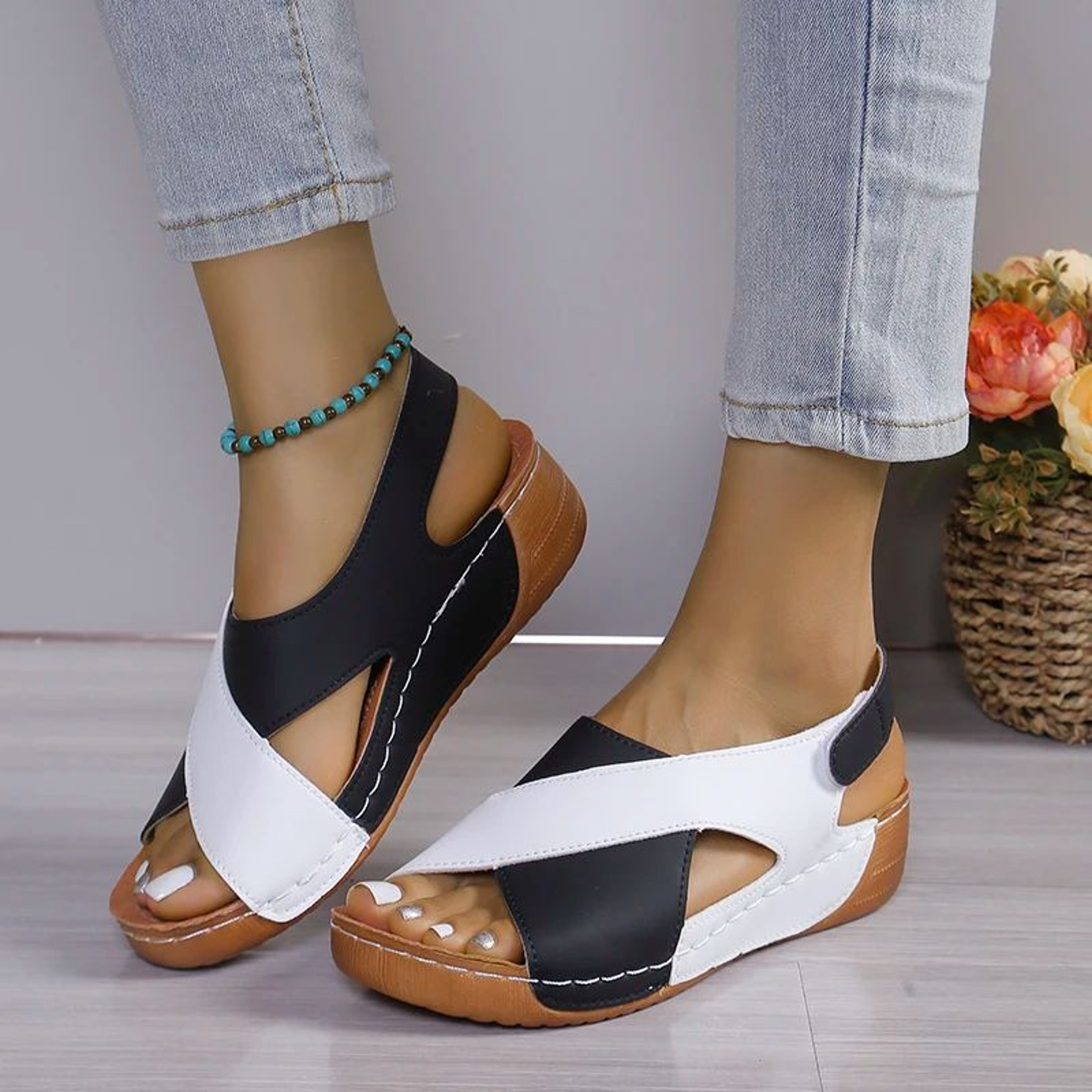 Comfortable Platform Wedge Sandals for Women Summer Peep Toe Roman Sandalias Orthopedic Beach Shoes