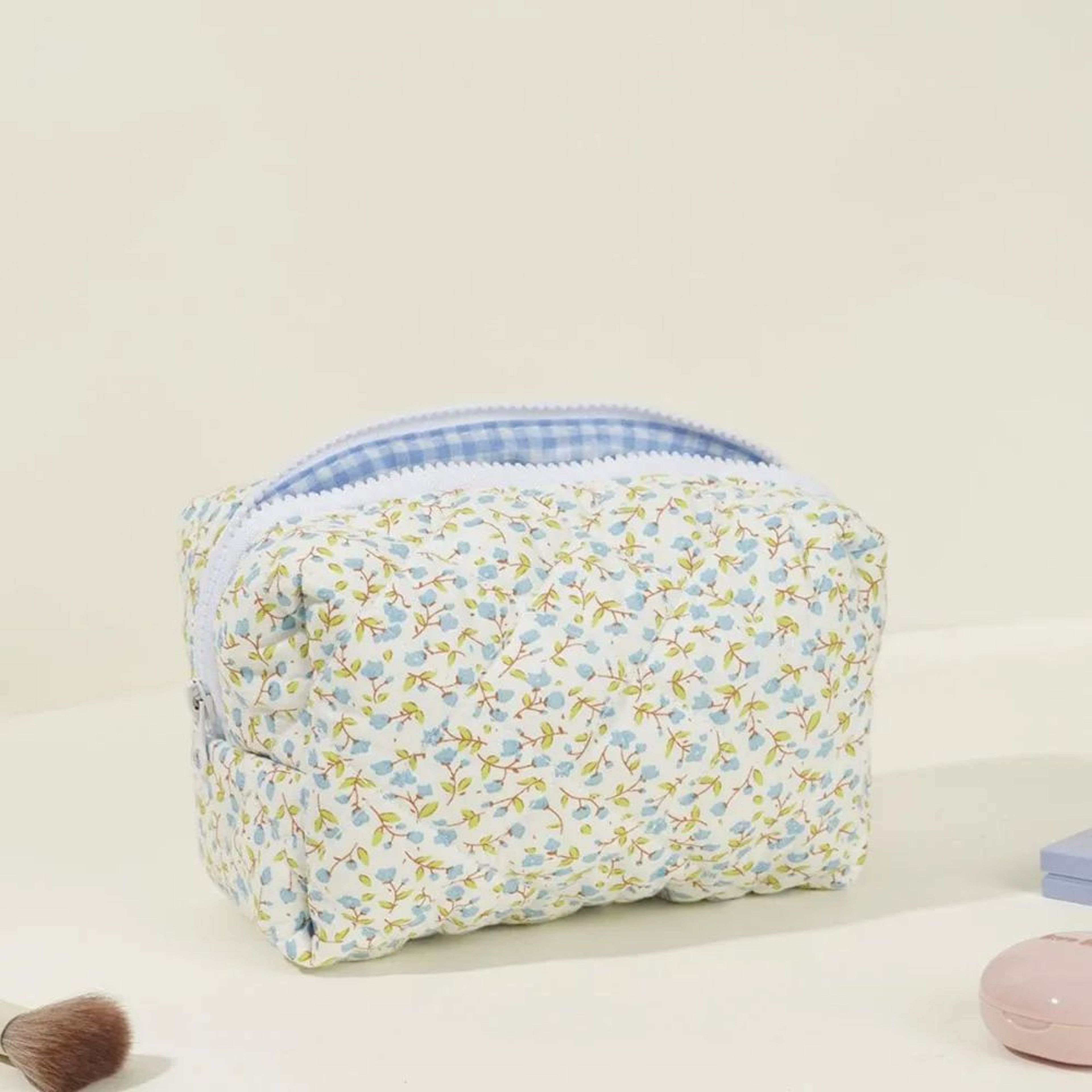 Floral Puffy Quilted Makeup Bag Large Travel Cosmetic Pouch With Storage Organizer Perfect For Make 5