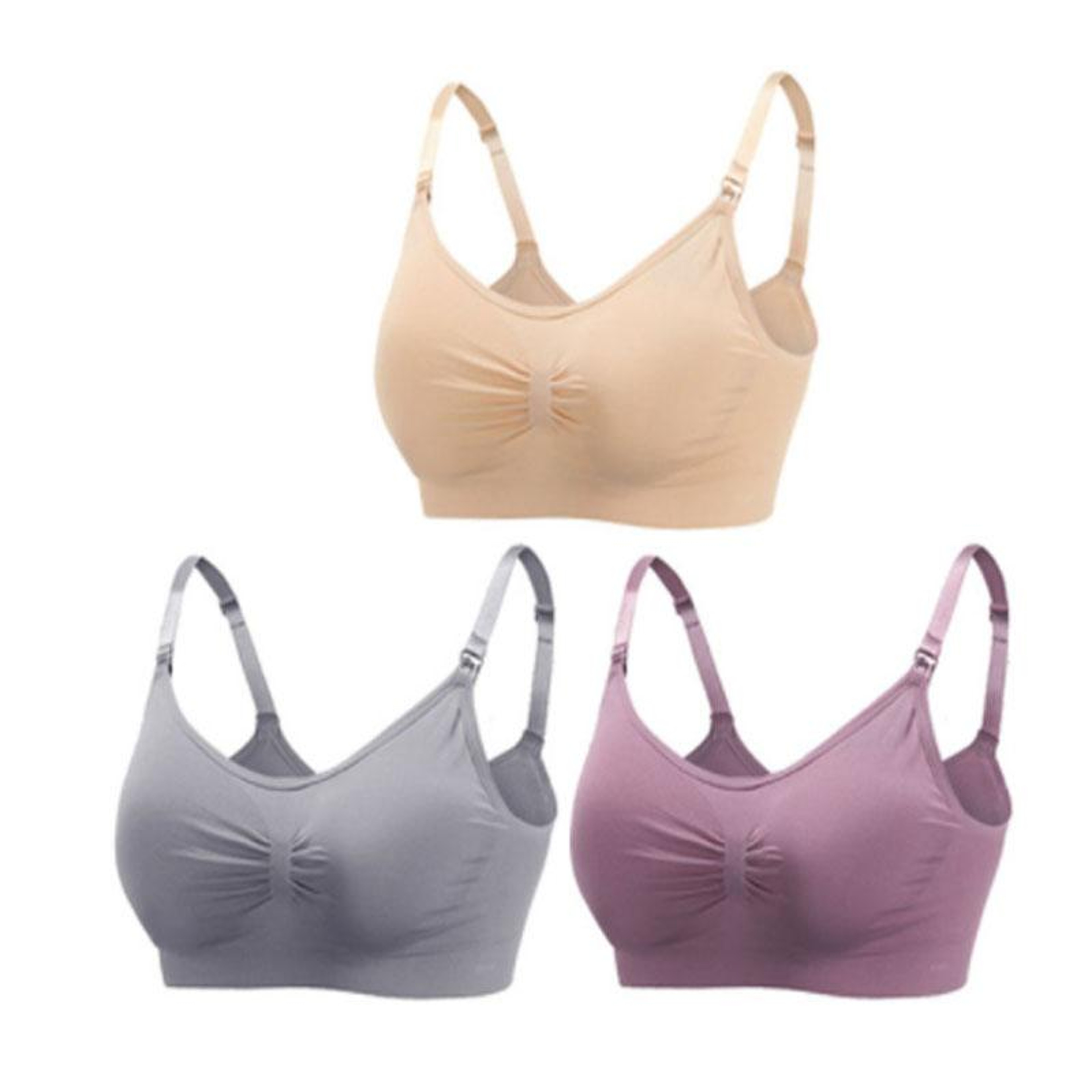 3 Piece Seamless Nursing Bras, High Quality Maternity & Breastfeeding Bra with Breathable Cotton & Push Up Support – view 7