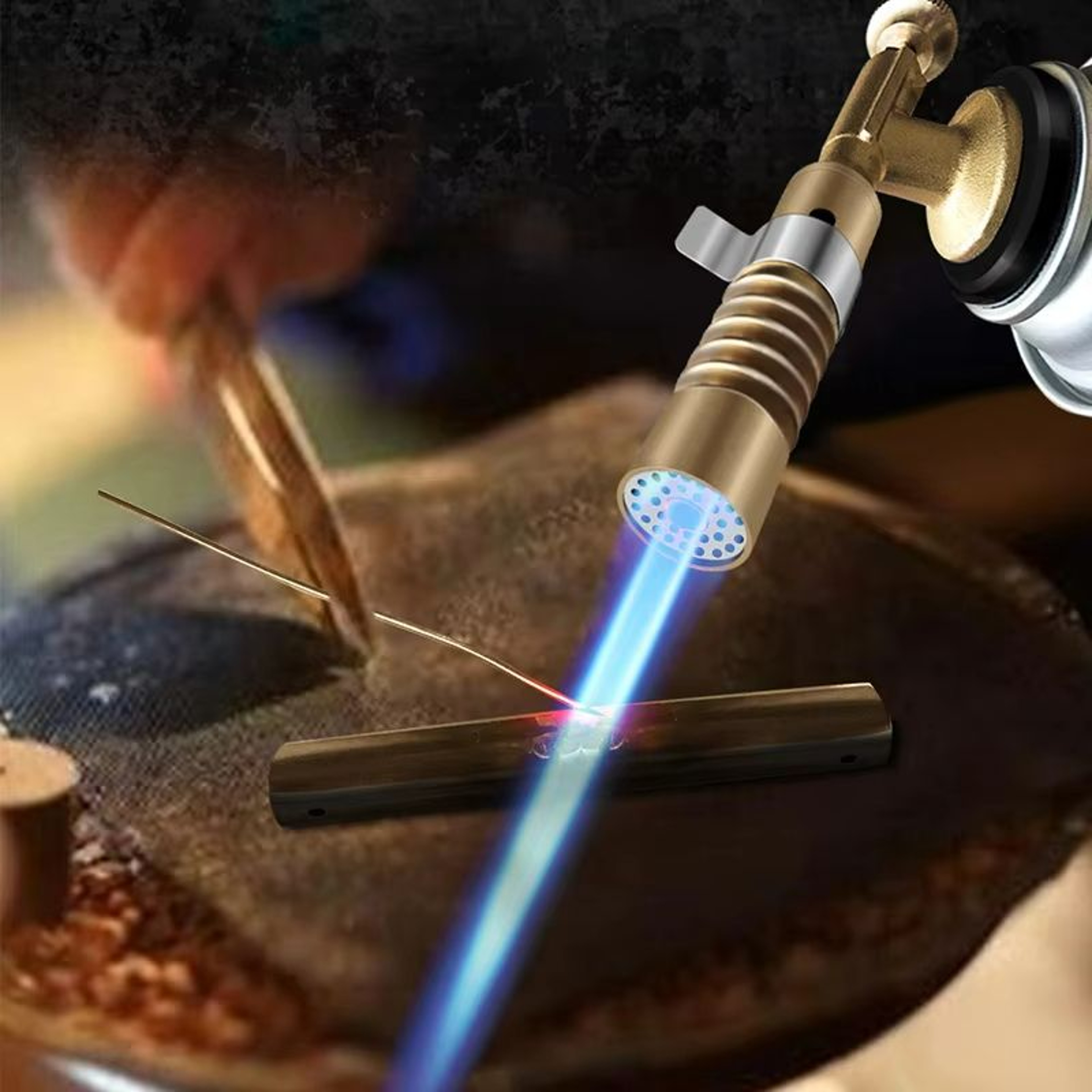 Compact Brass Gas Torch HighTemperature Portable Blowtorch for Soldering and Brazing