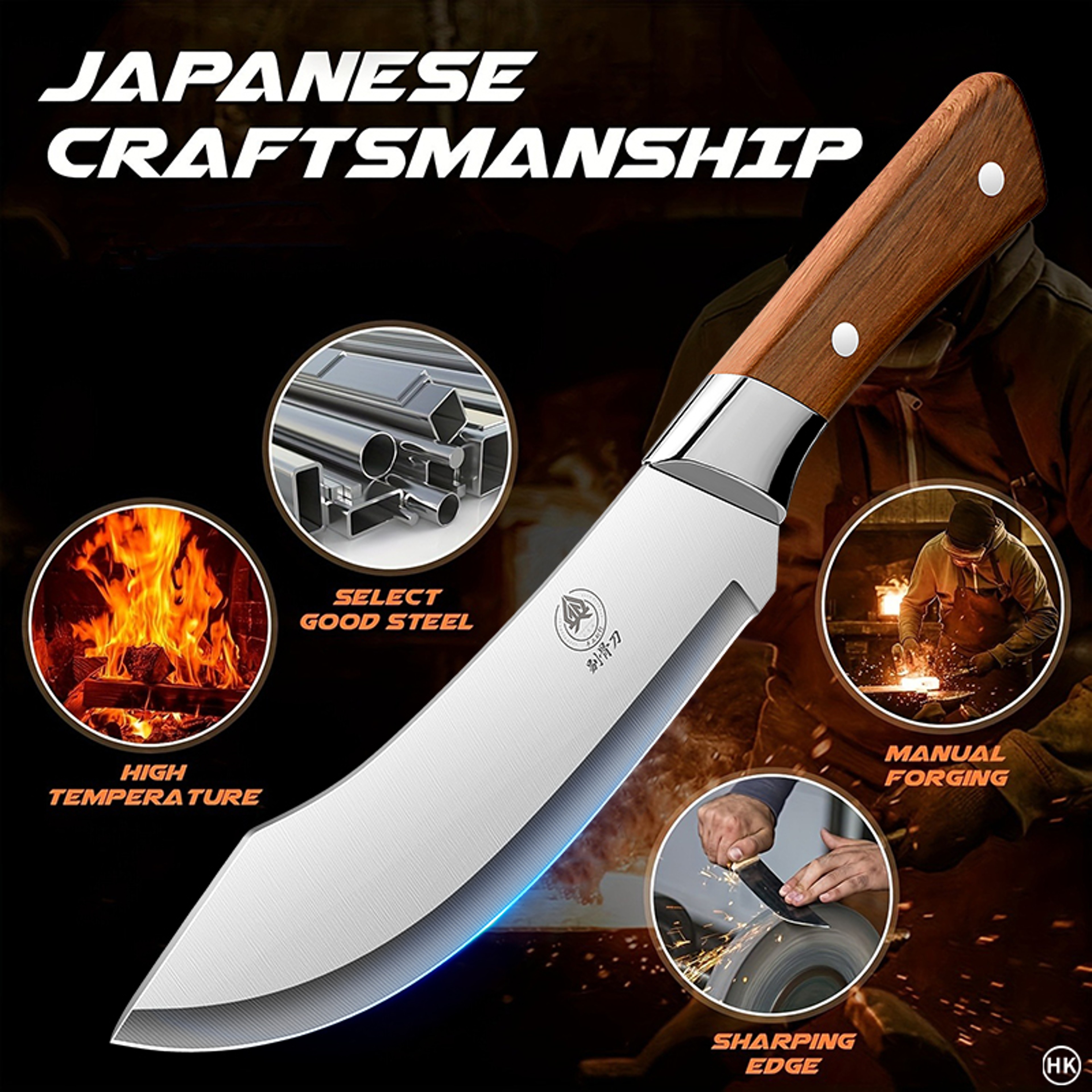 Stainless Steel Ultra Sharp Kitchen Knife Heavy-Duty Bending Fracture Knife for Butchers & Meat Cutting – view 2