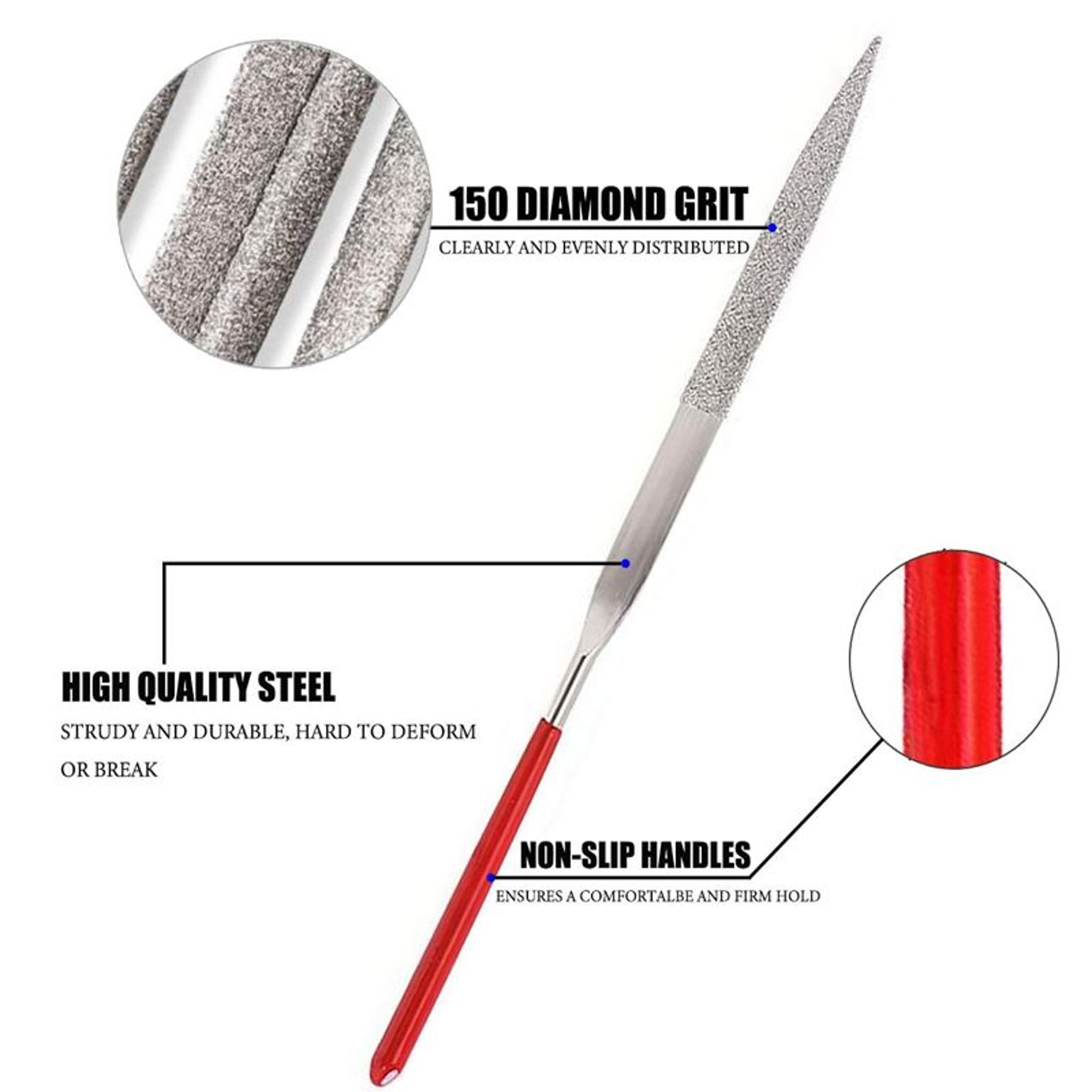 Diamond Needle File Set 10pcs Mini Needle File Kit For Stone Glass  Metal Carving Craft Hand Tools 10