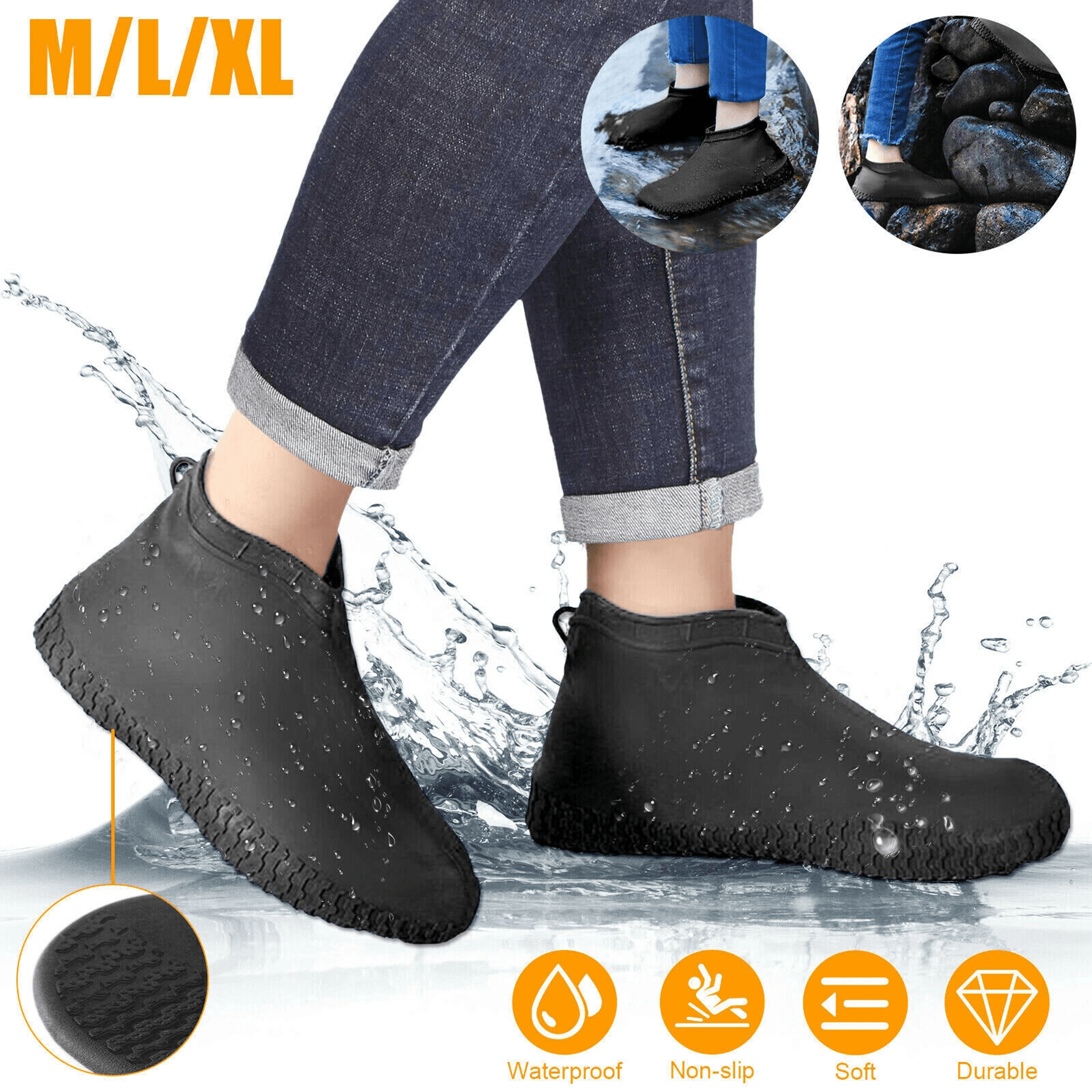 Reusable AntiSlip Rubber Shoe Covers Waterproof Snow Boot Protector For Rainy Days And Outdoor Trav 0