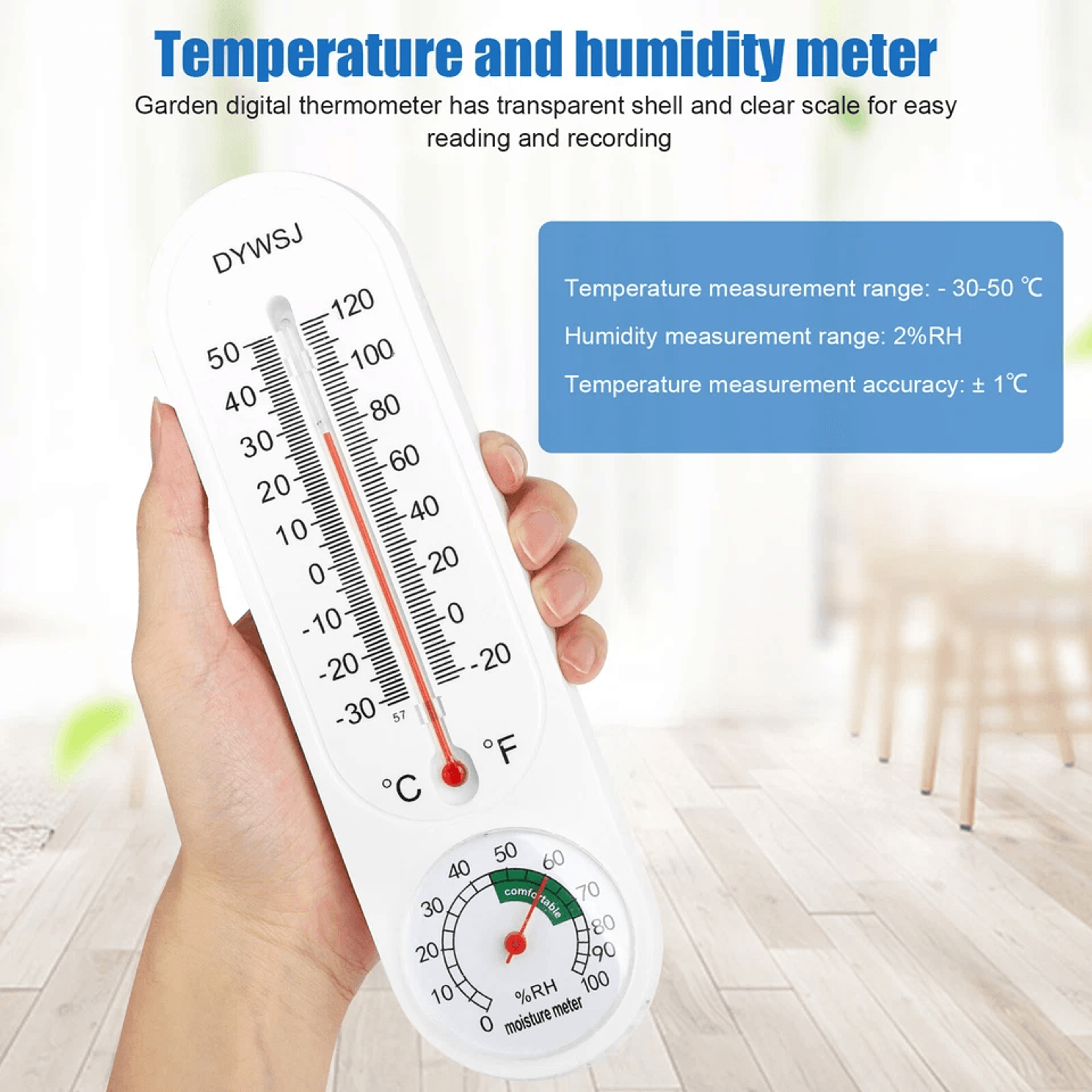 3PCS Wall Thermometer Hygrometer Indoor Outdoor Mount Garden Greenhouse Home Temperature Humidity M 3