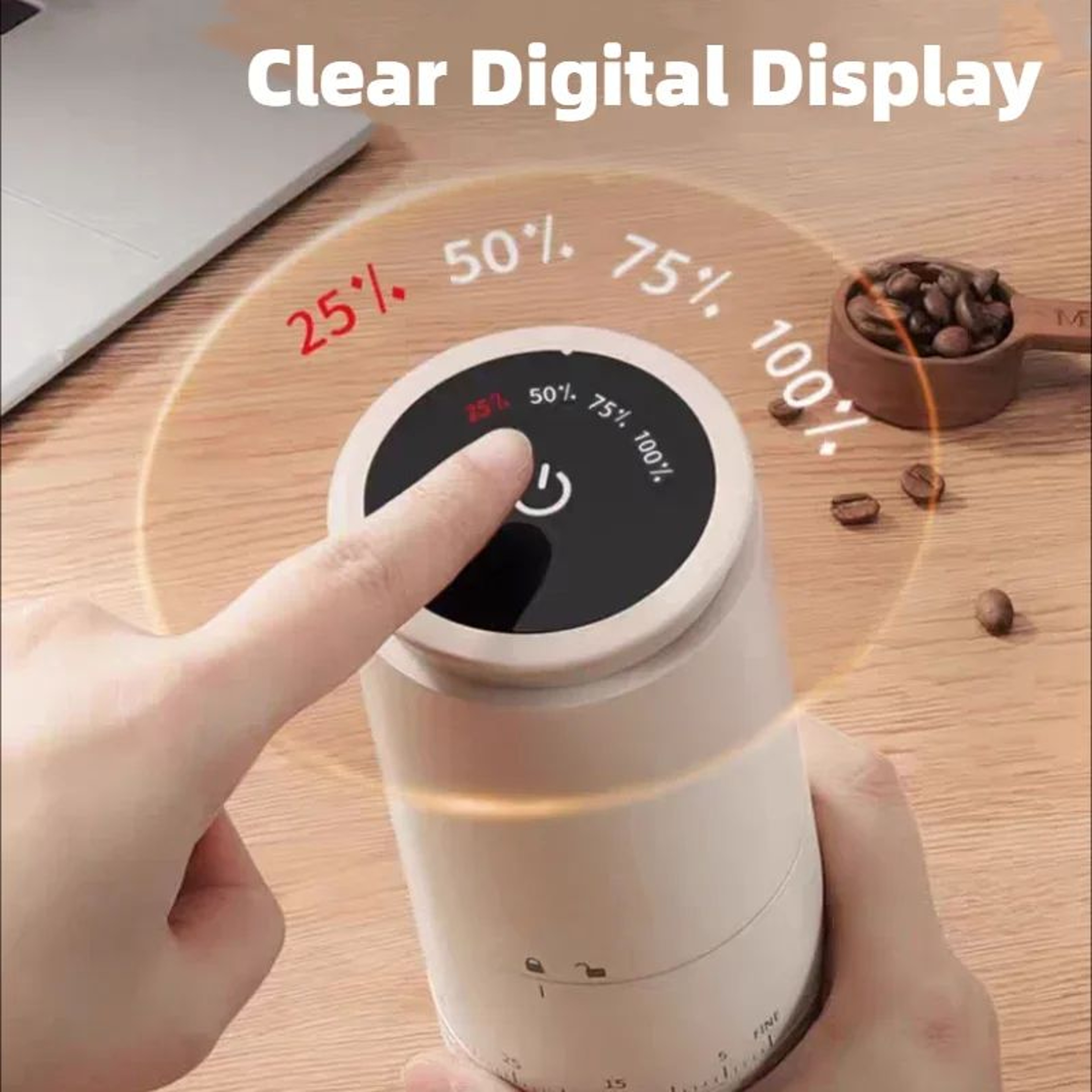 Electric Coffee Grinder Rechargeable TypeC Adjustable Burr Grinder With Ceramic Core Portable Bean  2