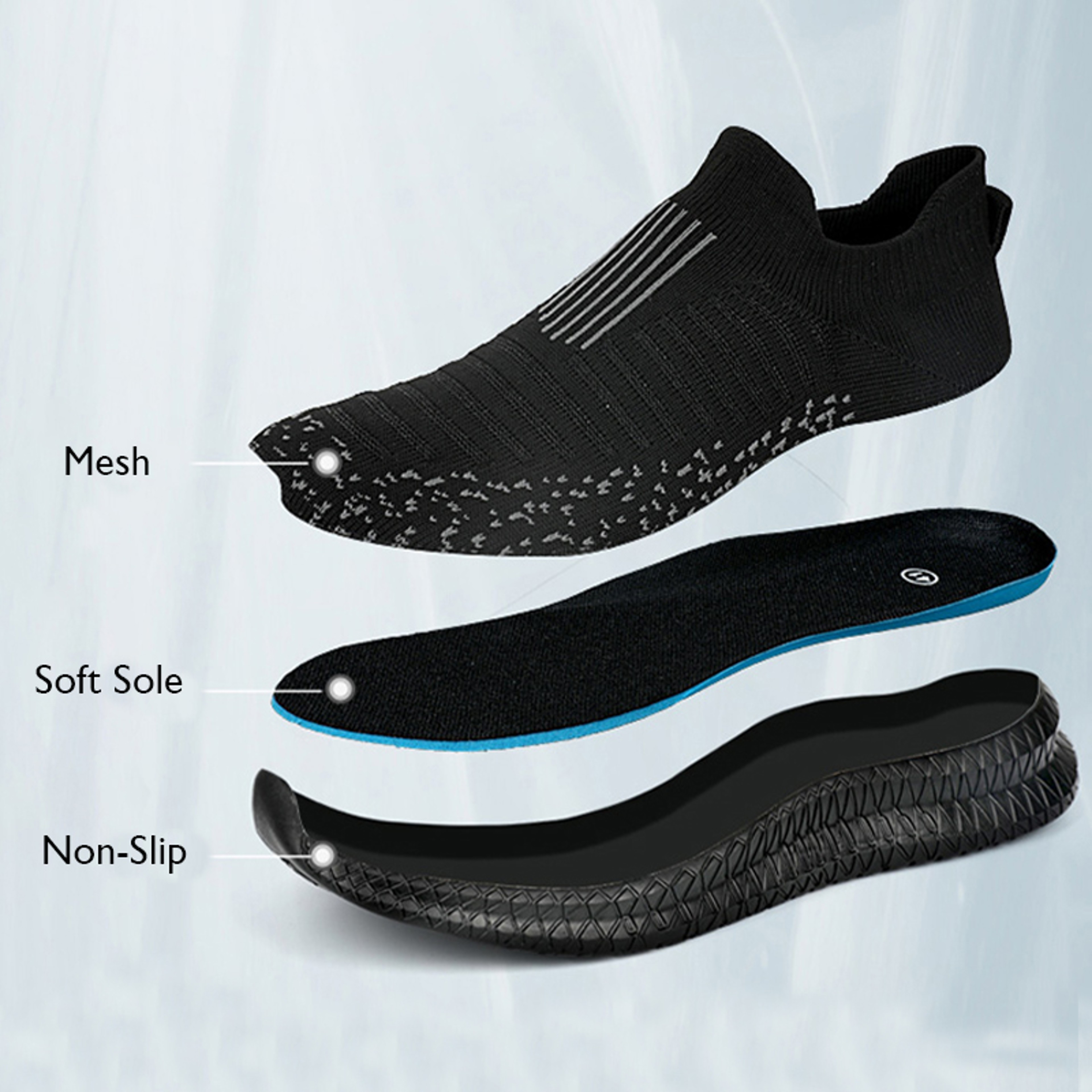 Breathable Men Casual Shoes Lightweight Anti Slip Walking Shoes For Outdoor Comfort 2
