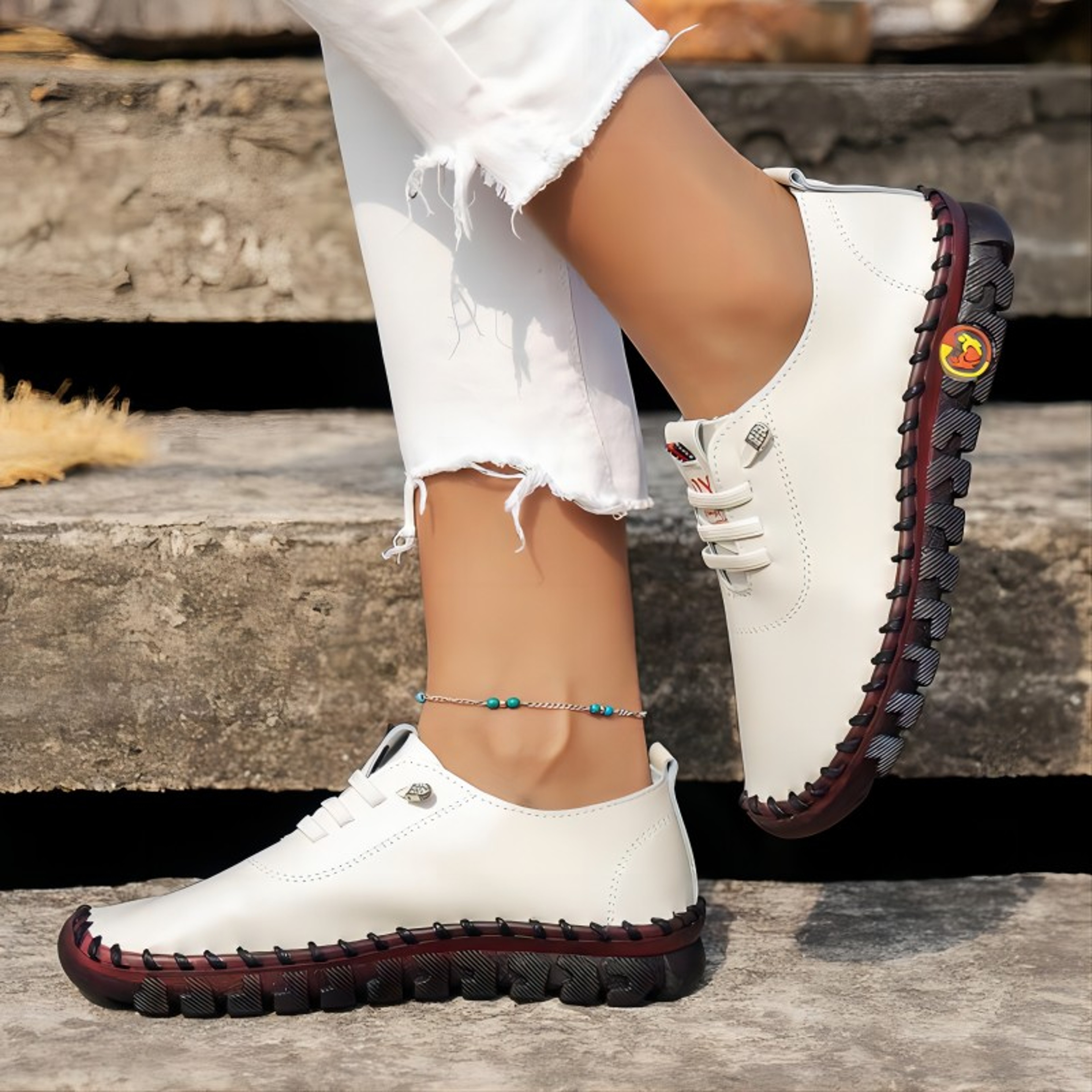 Soft Comfortable Flat Shoes For Women PU Leather LaceUp Vulcanized Casual Sneakers 2