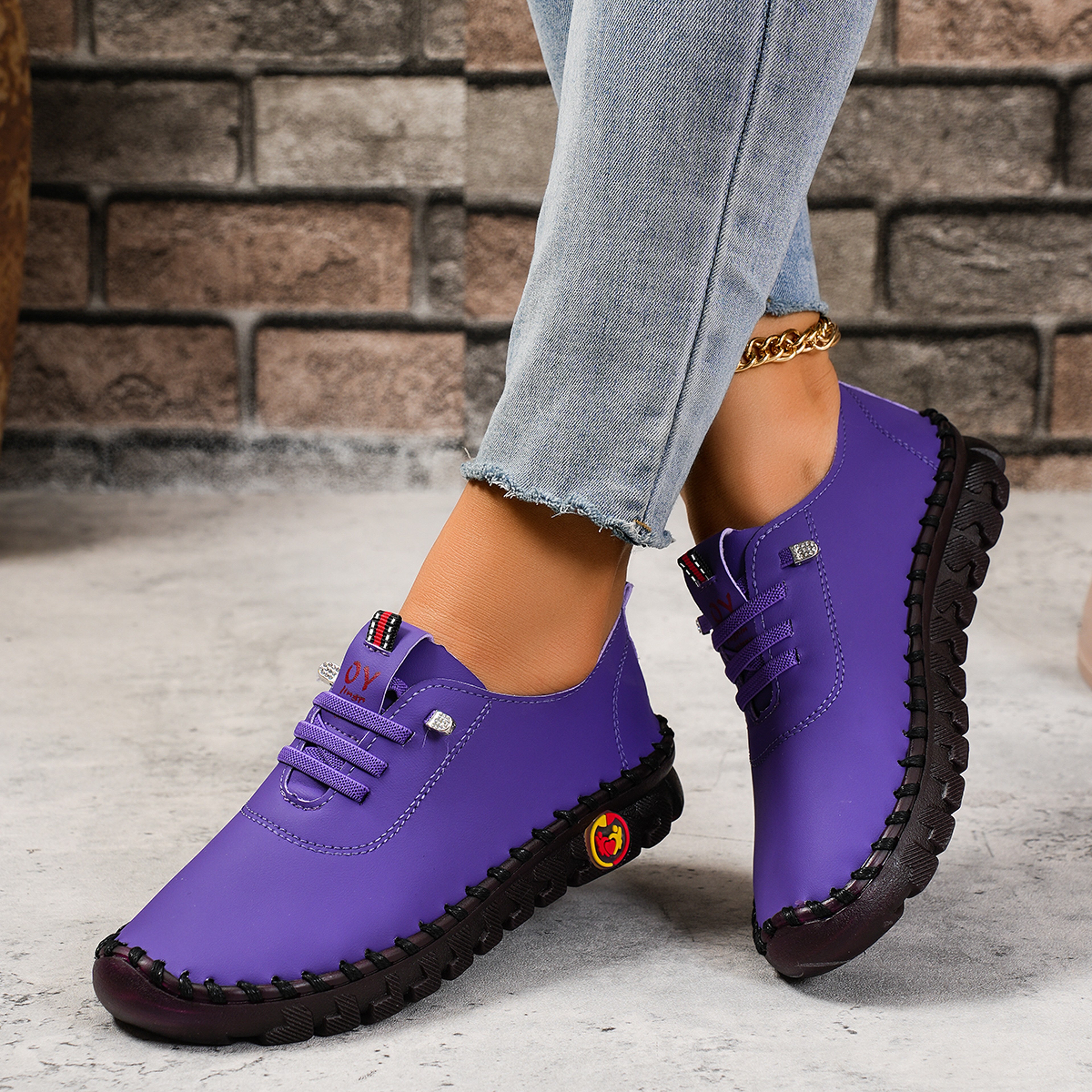 Soft Comfortable Flat Shoes For Women PU Leather LaceUp Vulcanized Casual Sneakers 6
