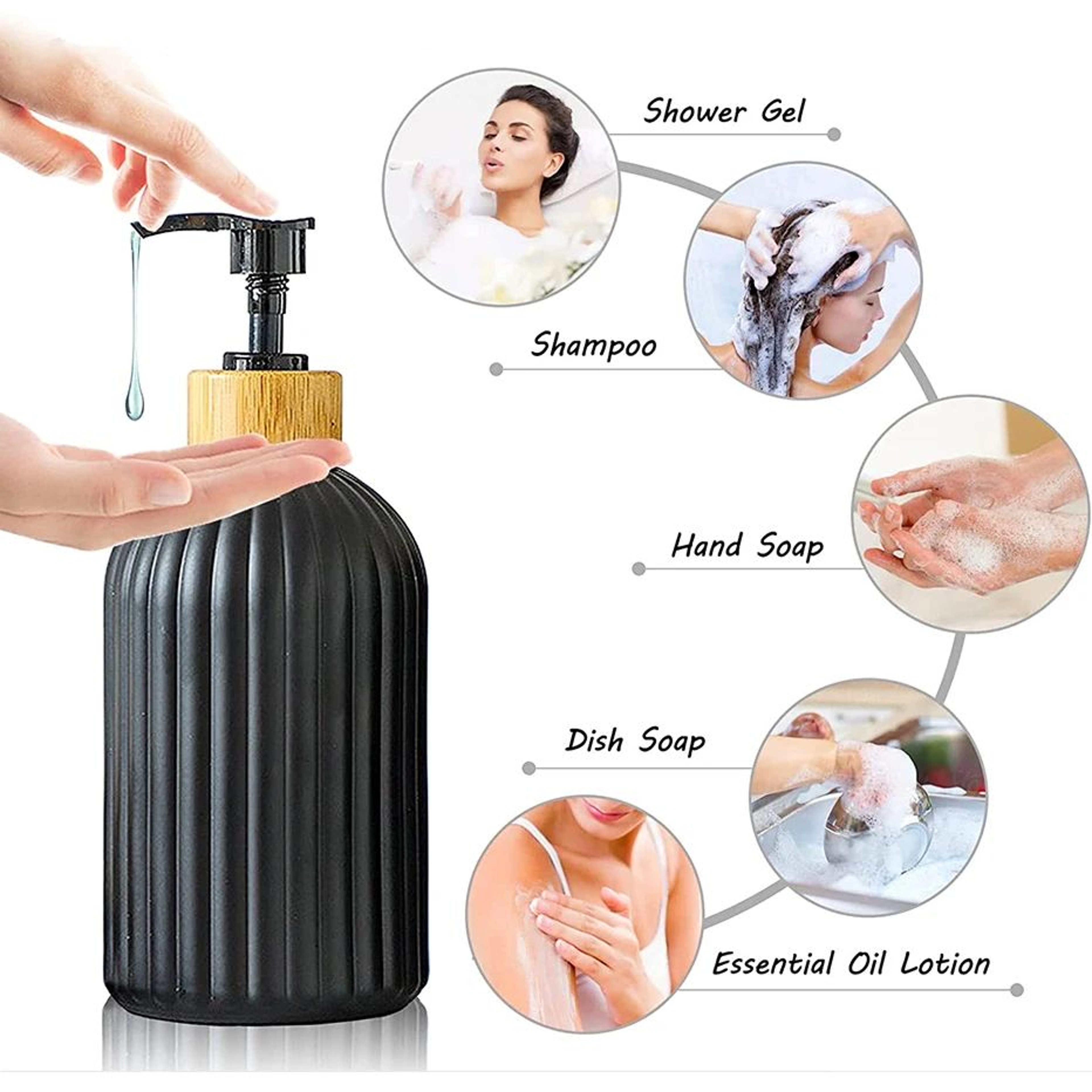 Kitchen Black Dish Soap Dispenser Bottle Set With Tags  Countertop Hand  Dish Soap Storage Containe 4
