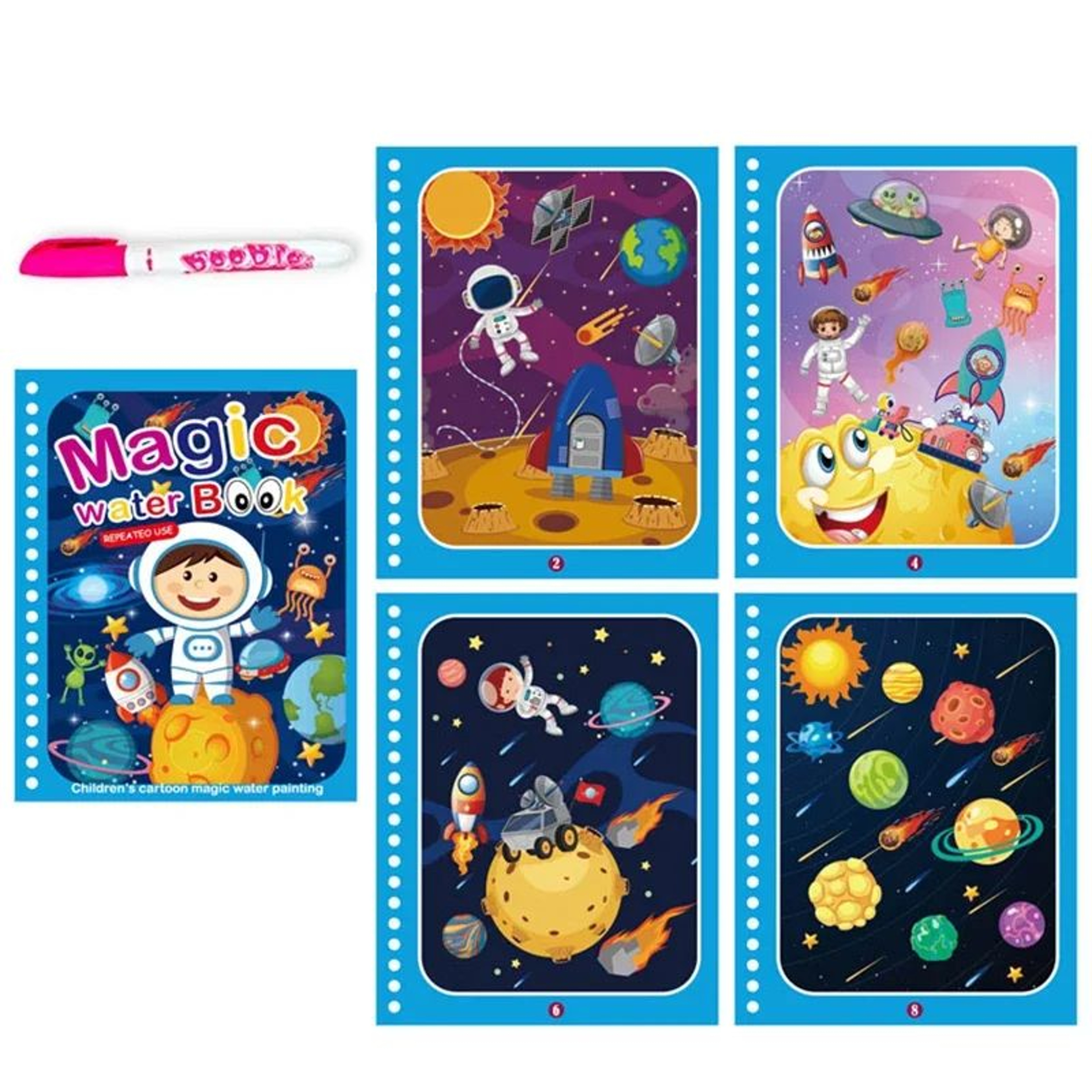 Reusable Water Drawing Magic Book With Pen Montessori Educational Toy For Toddlers  Kids Early Lear