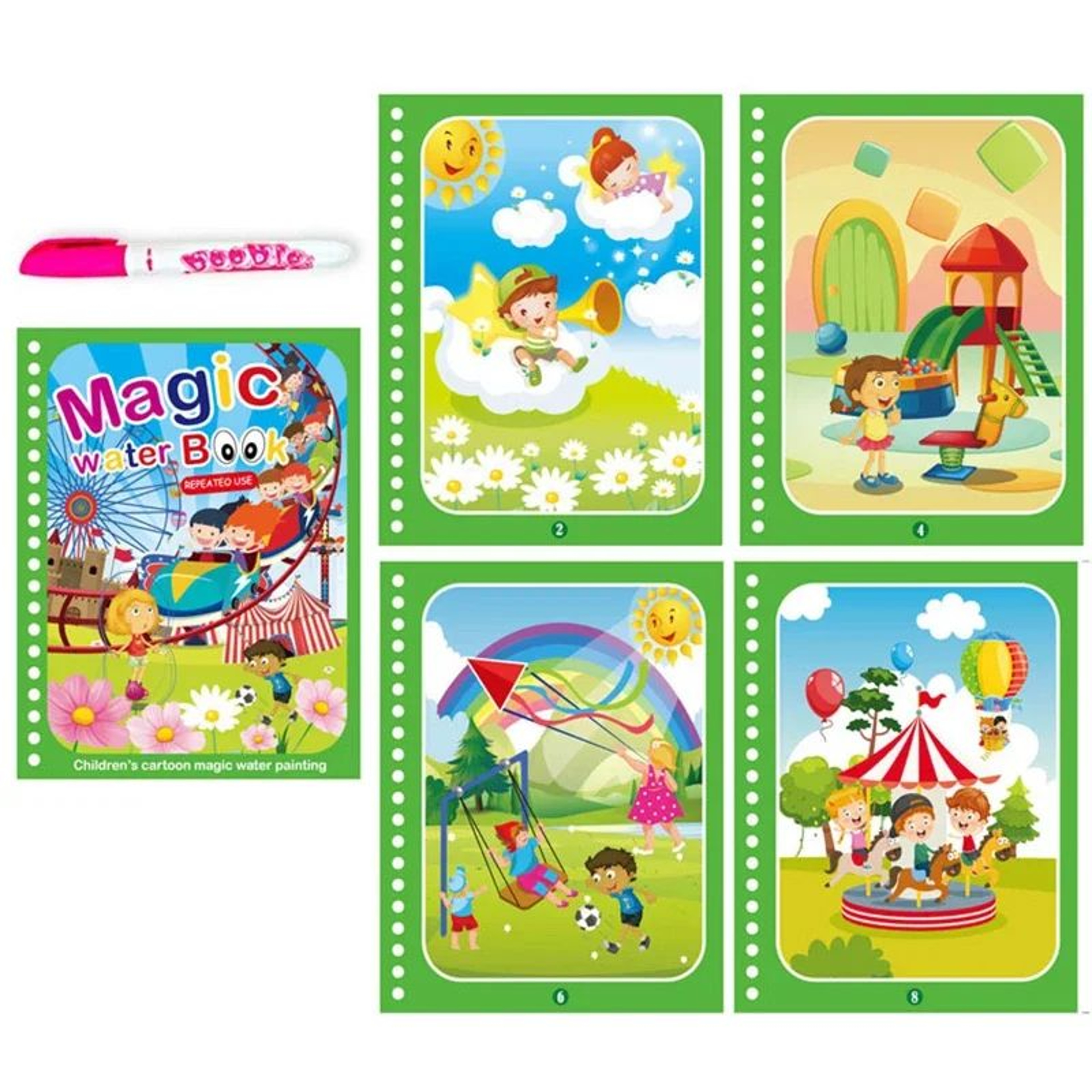 Reusable Water Drawing Magic Book With Pen Montessori Educational Toy For Toddlers  Kids Early Lear