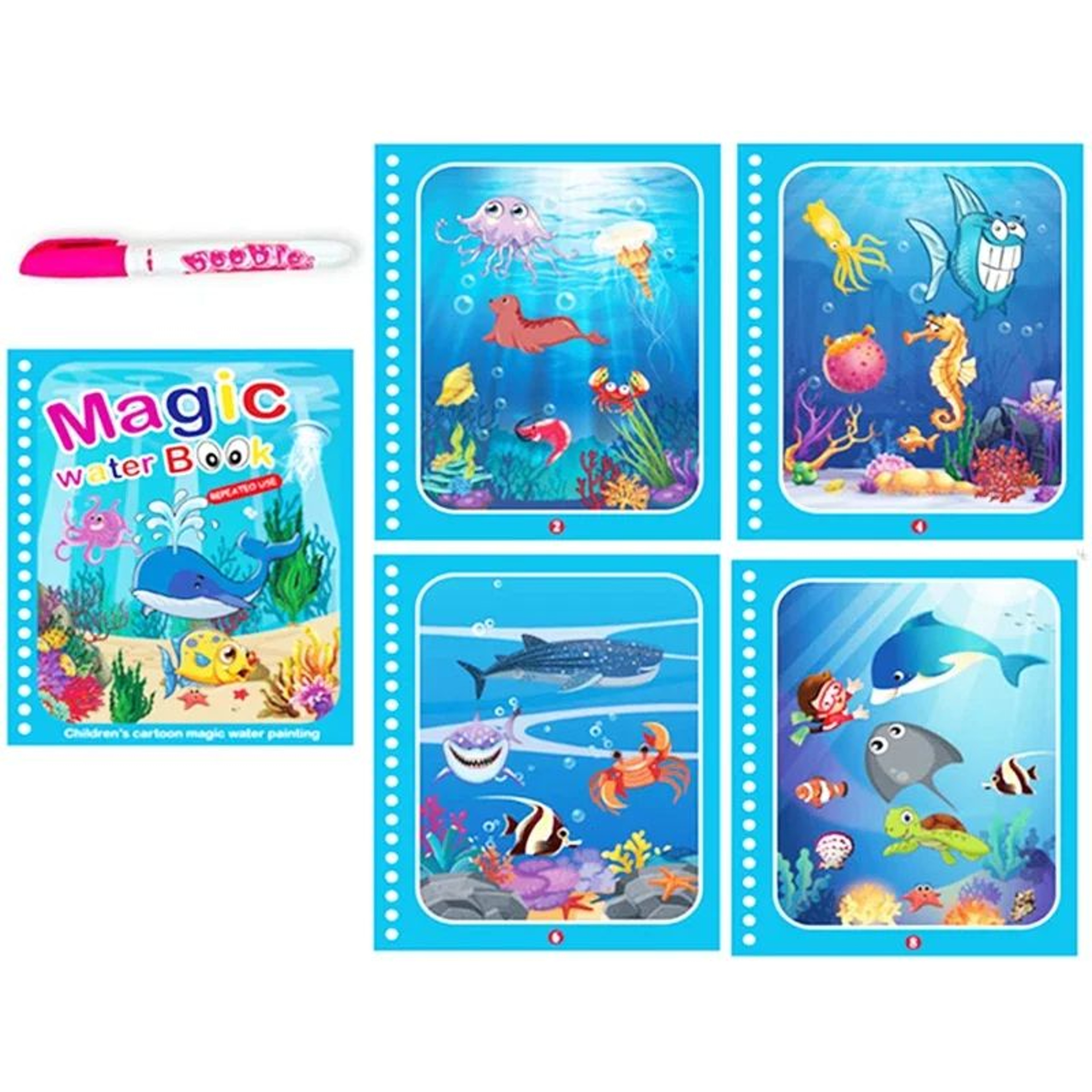 Reusable Water Drawing Magic Book With Pen Montessori Educational Toy For Toddlers  Kids Early Lear