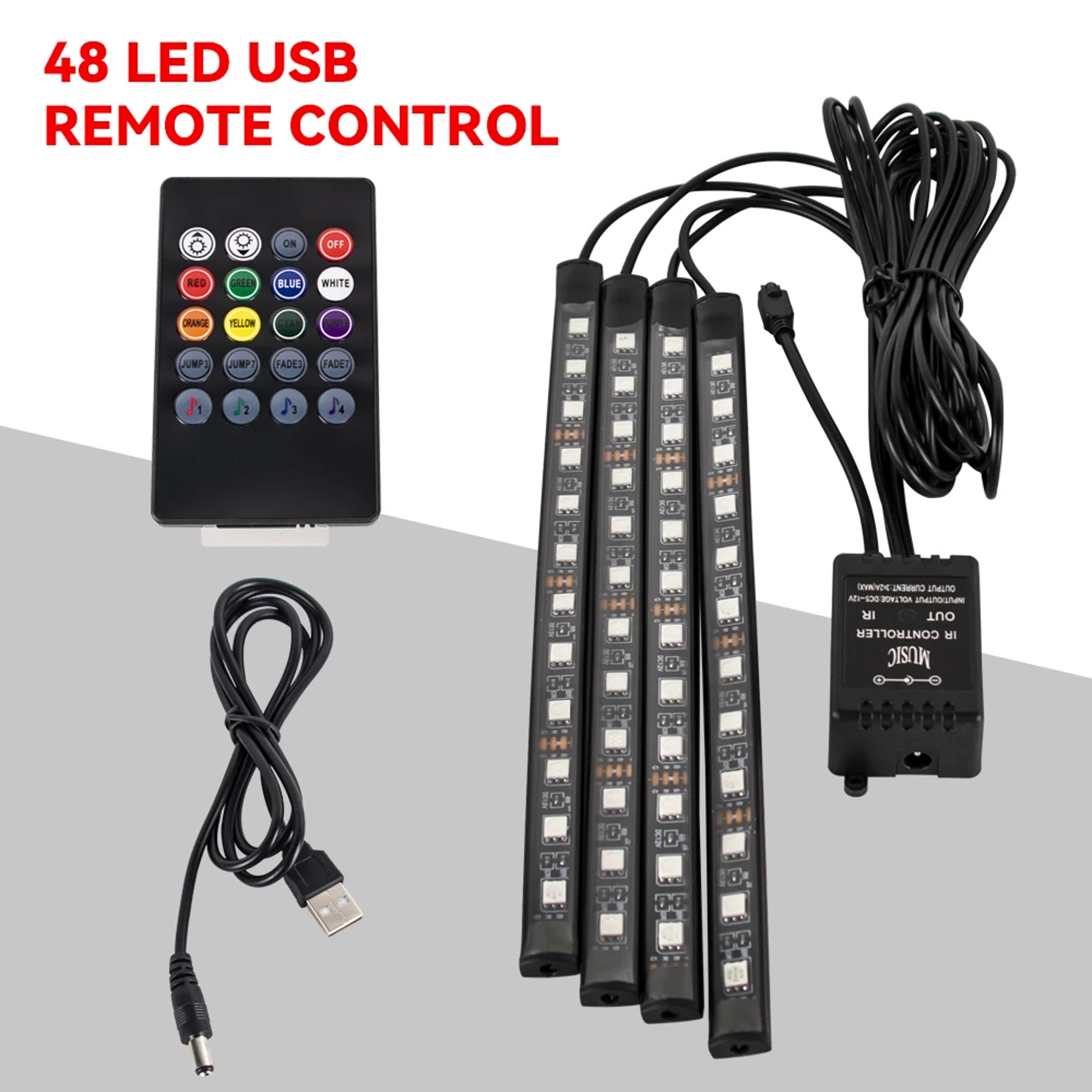 RGB Car LED Interior Lights Wireless Remote & Music Sync, USB Powered Ambient Footwell Lighting for Custom Car Decor – view 11