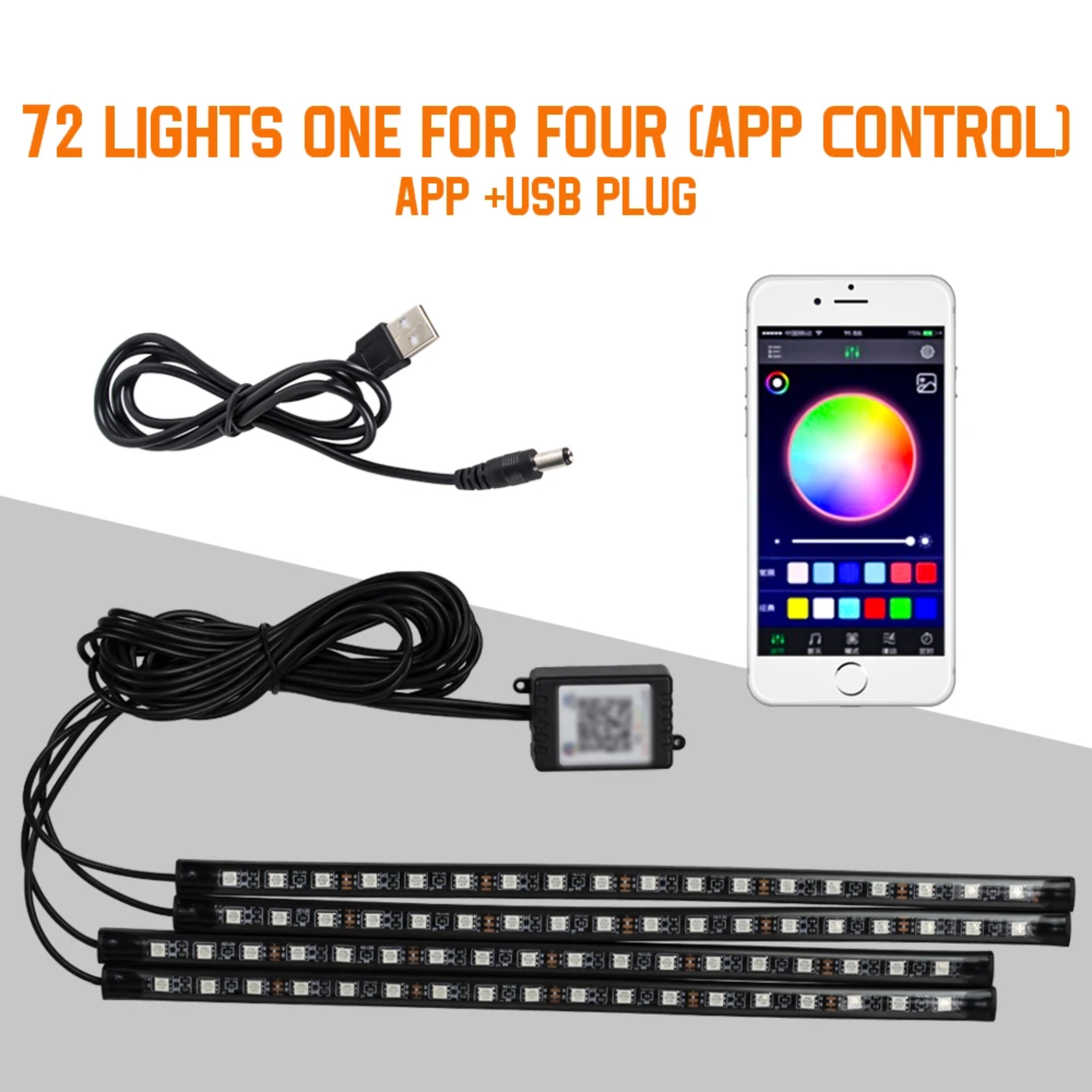 RGB Car LED Interior Lights Wireless Remote & Music Sync, USB Powered Ambient Footwell Lighting for Custom Car Decor – view 17