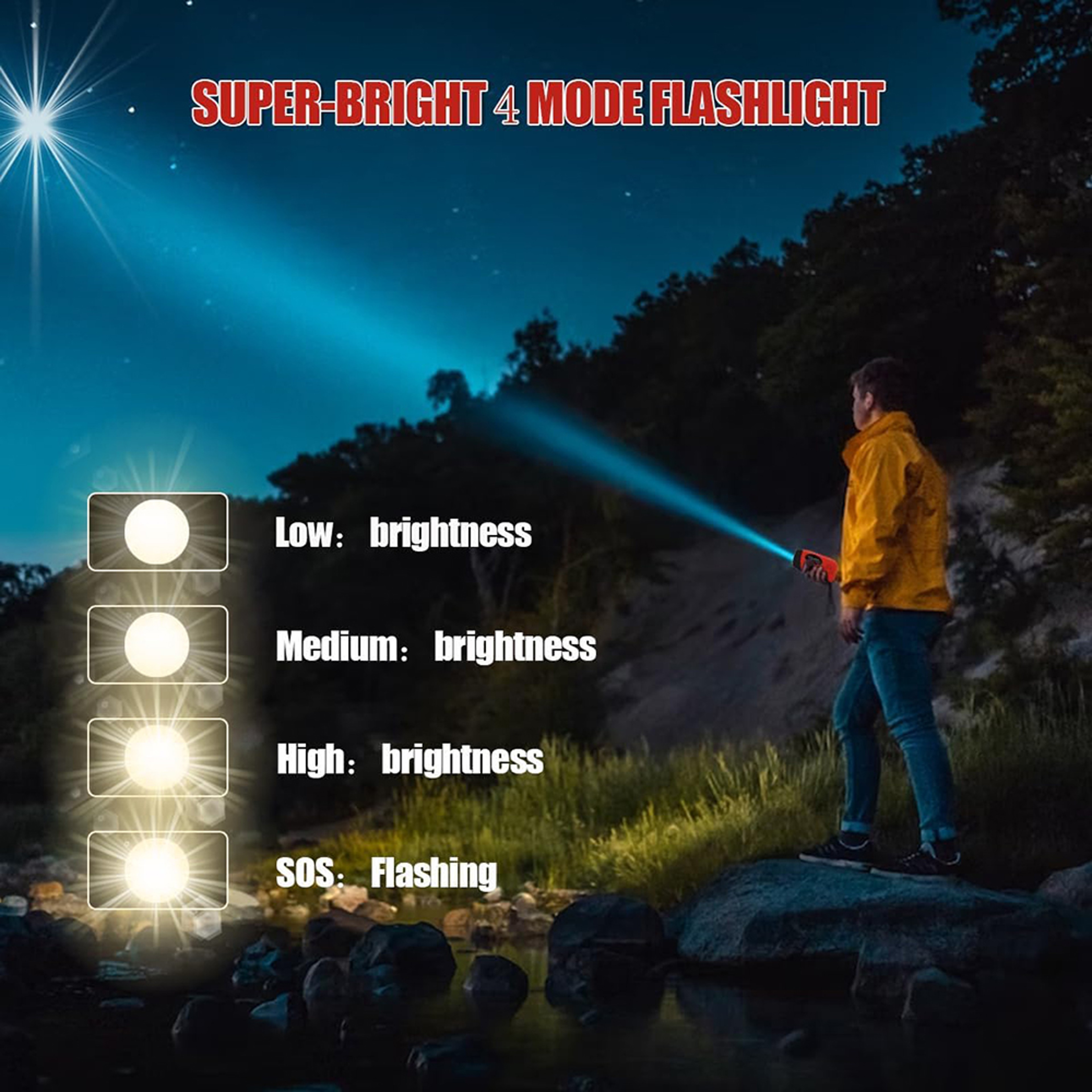 High Capacity Rechargeable Emergency Light Solar  Hand Crank Powered Outdoor Flashlight For Camping 2