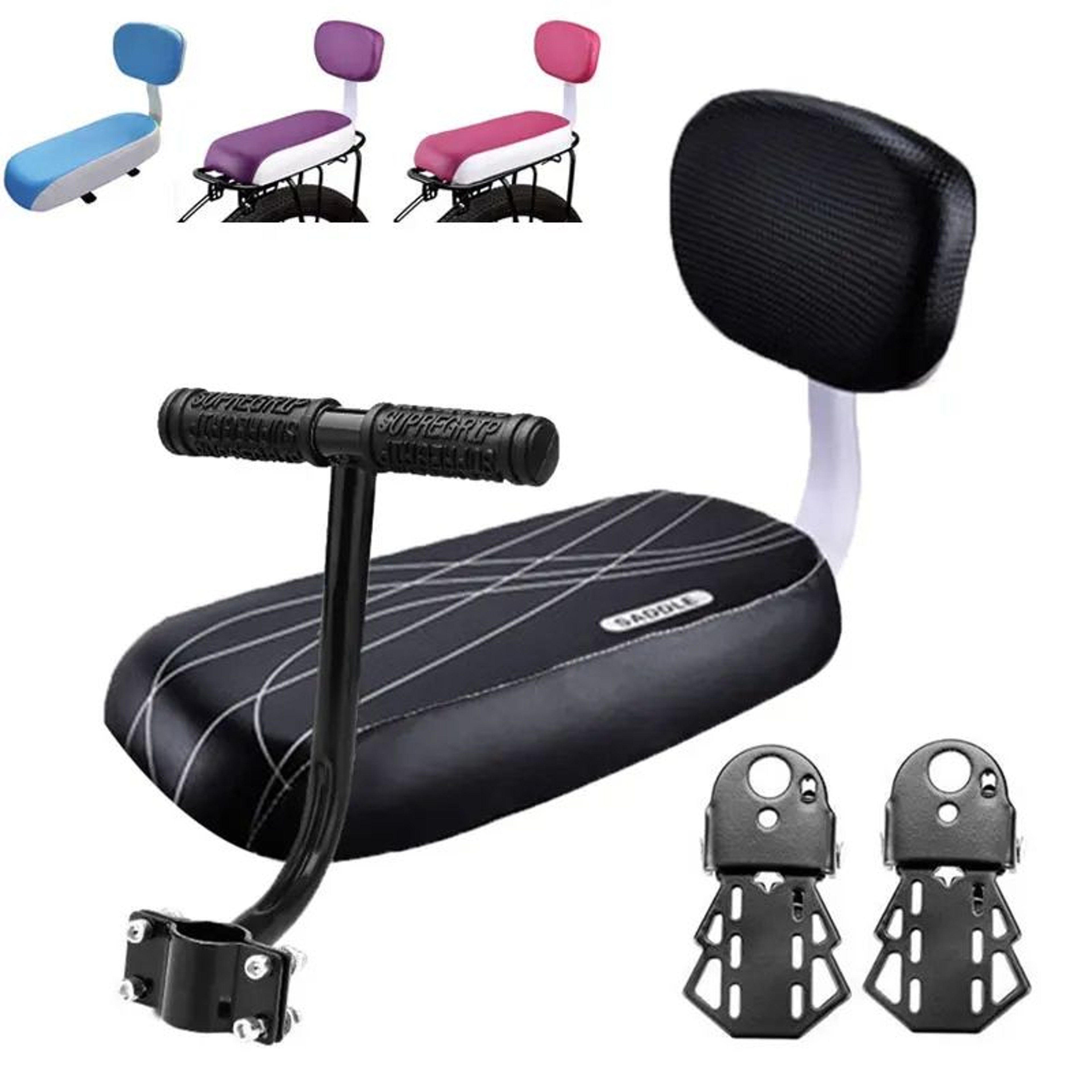 Bicycle Rear Seat Cushion  PU Leather WaterResistant Soft Padding With Backrest For Children  Fits  0