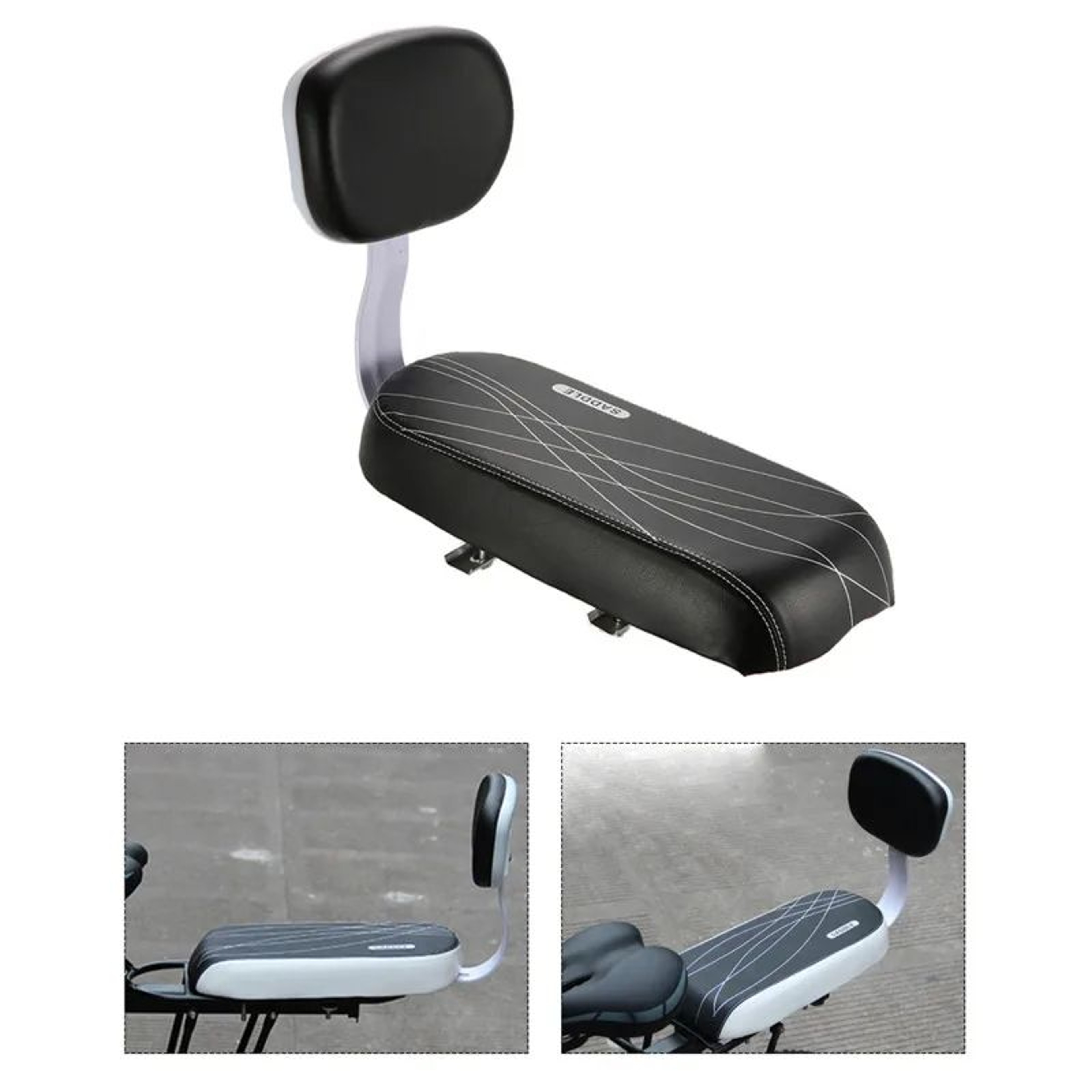 Bicycle Rear Seat Cushion  PU Leather WaterResistant Soft Padding With Backrest For Children  Fits  1