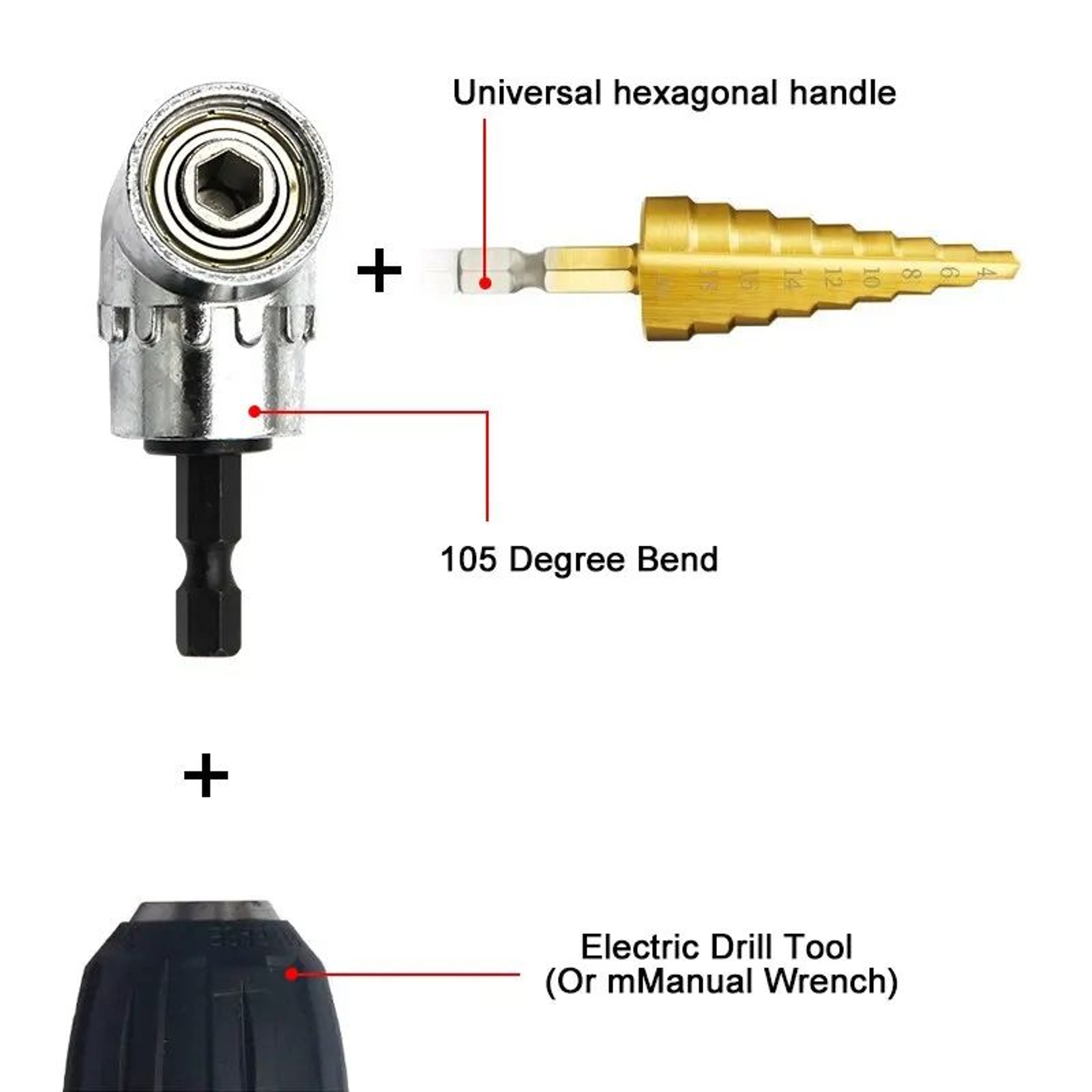 105 Turning Screwdriver Joint  Electric Drill Corner Attachment Extension Socket Tool For Tight Spa 3