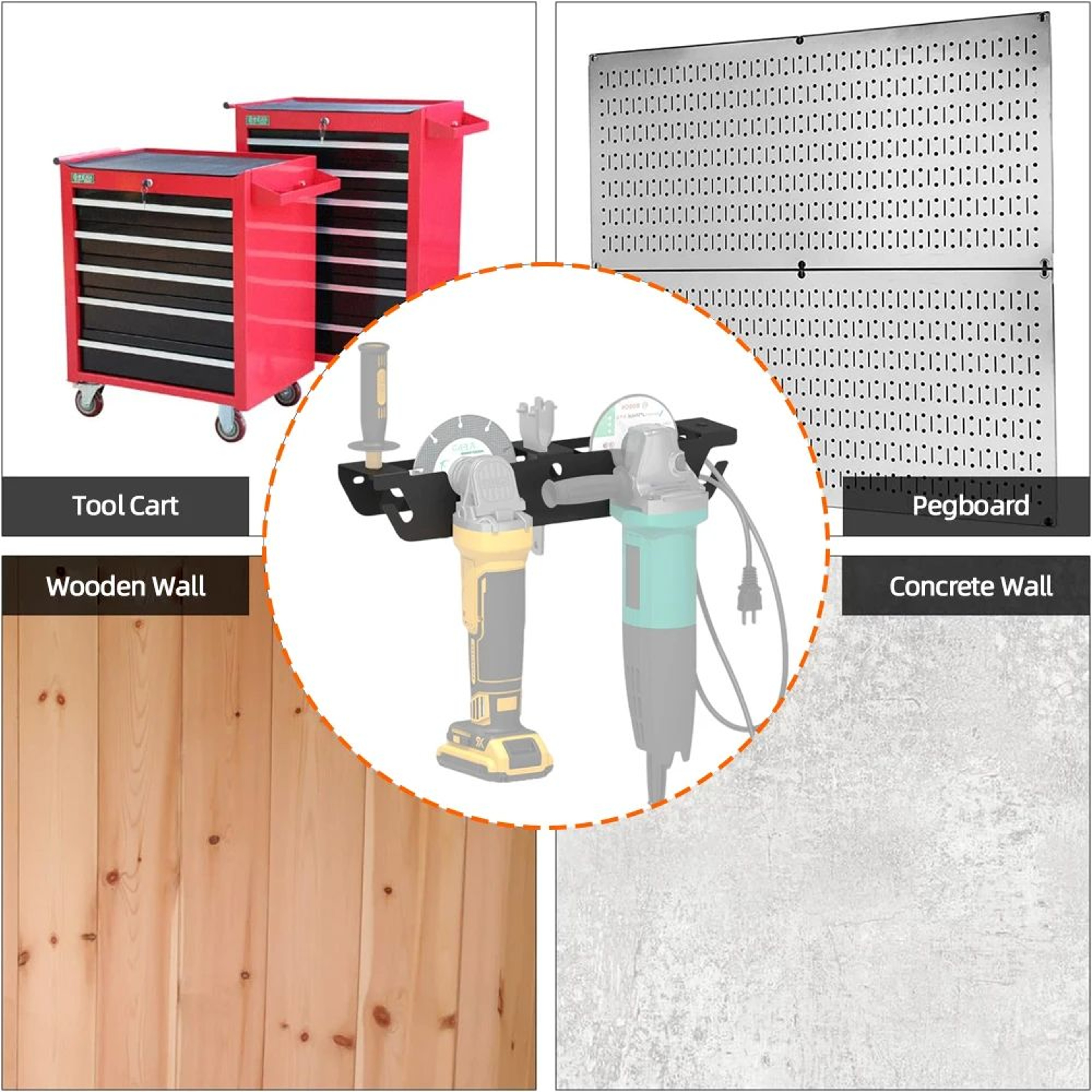 Angle Grinder Holder Metal Wall Mount Rack With Cord Hanger Organizer Bracket For Angle Grinders Cu 5