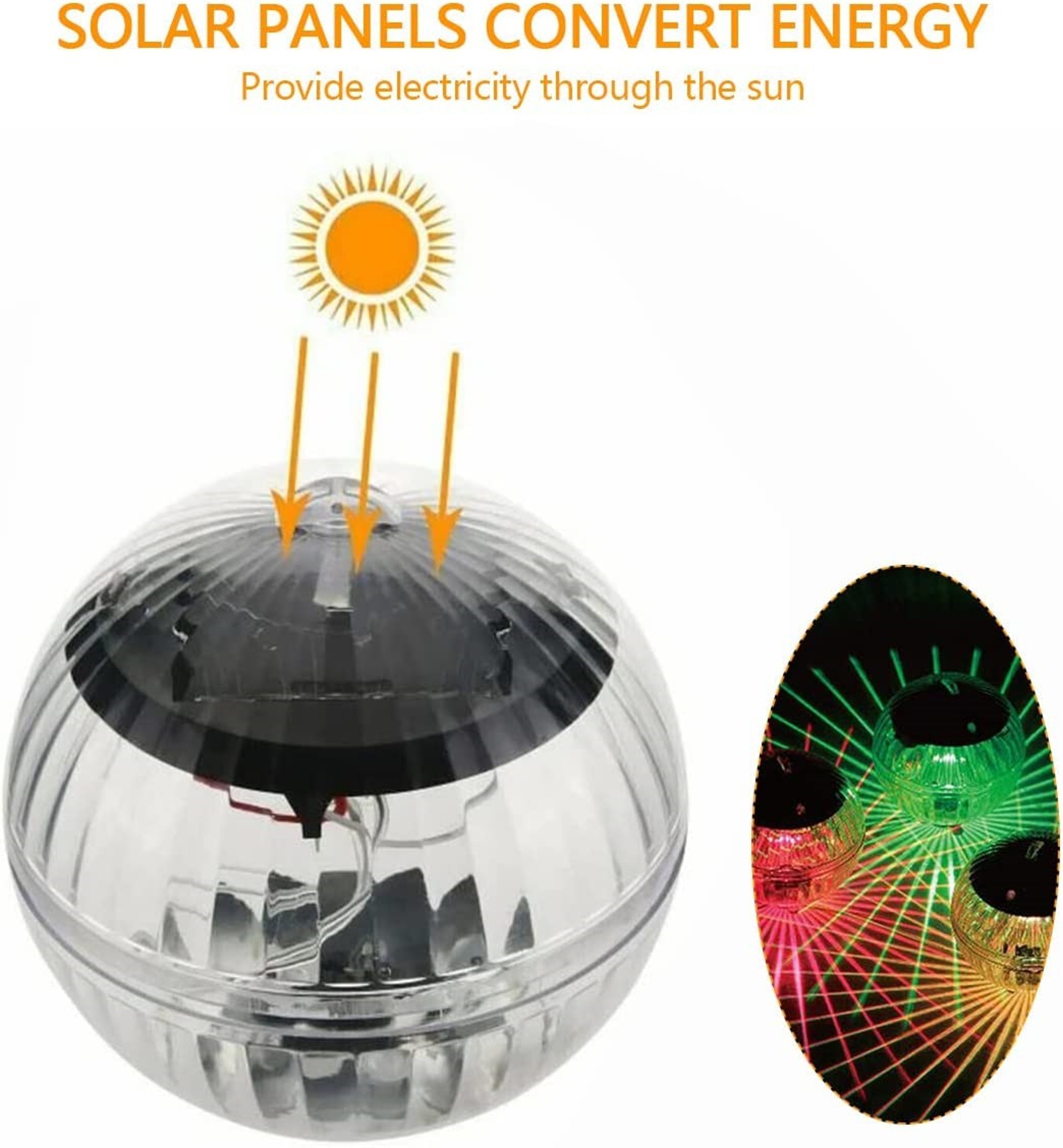 Solar Powered LED Floating Pool Ball Waterproof Glow Light for Ponds, Pool & Disco Show Color Changing – view 4
