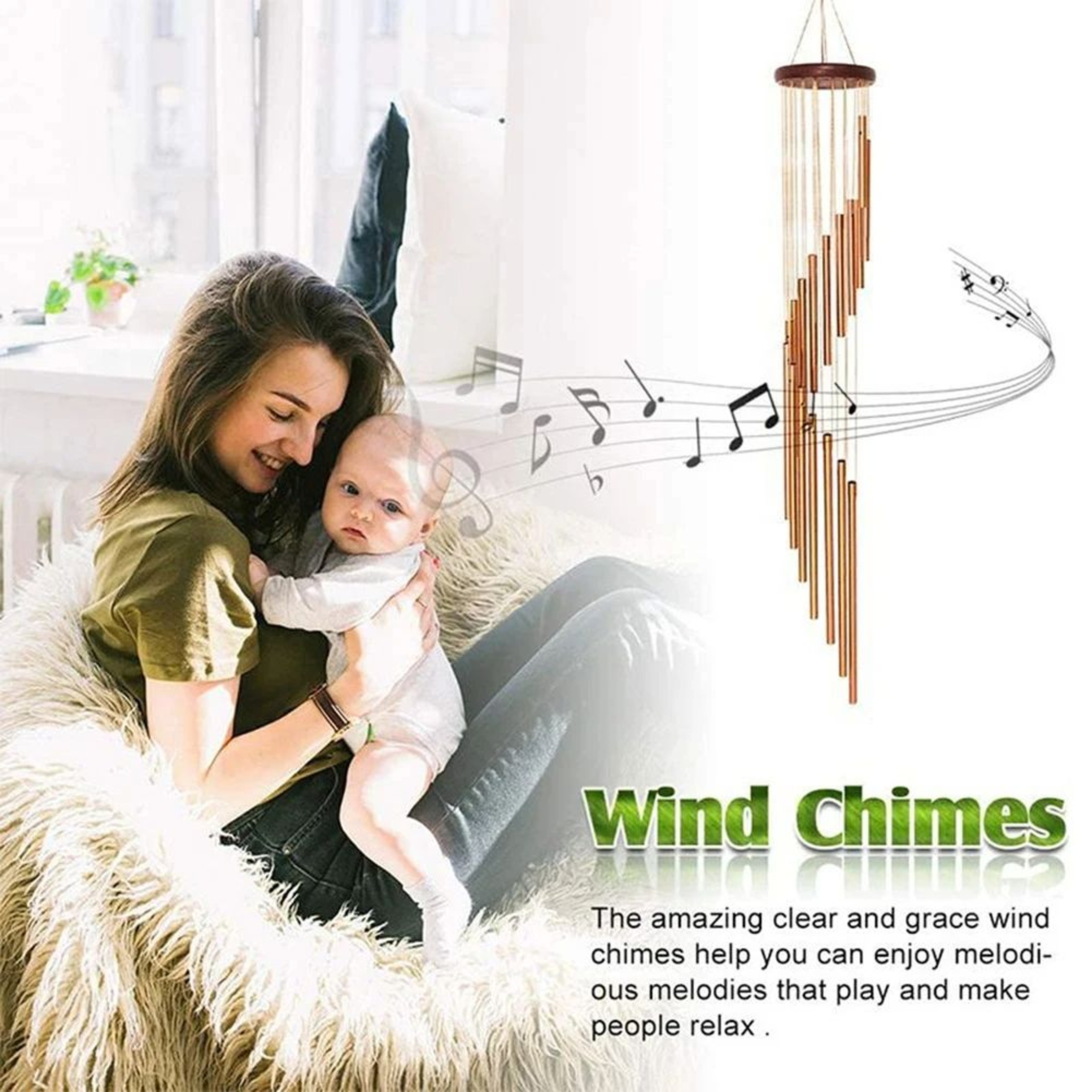 Aluminum Alloy Wind Chimes With Hook GoldSilver Bells For Outside Garden Yard Wedding Memorial Part 2