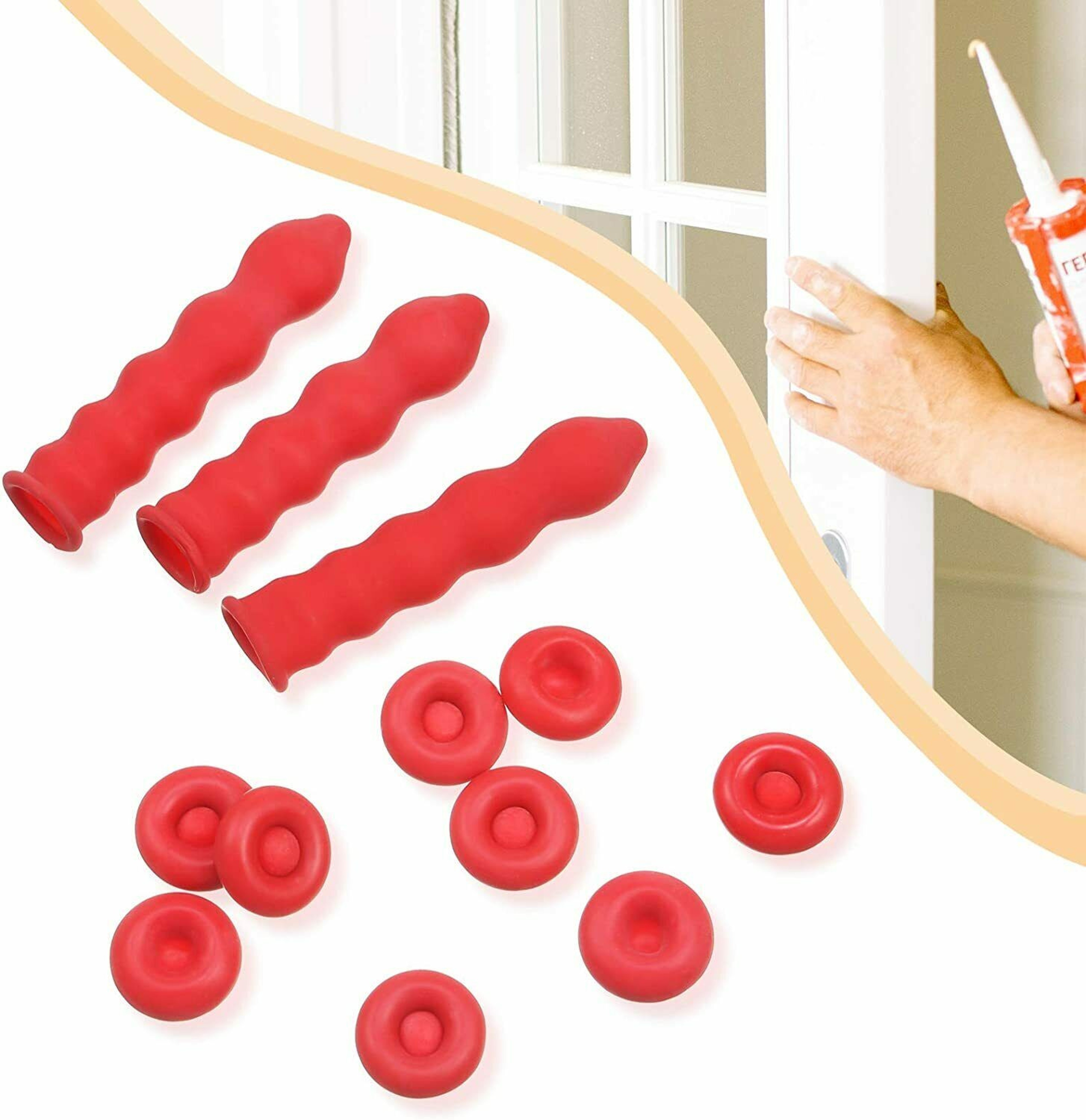 20 Pack Red Caulk Cap Reusable Glass Glue Tip Sealing Cover For Caulking Gun Nozzles  Barrel Glue M 3
