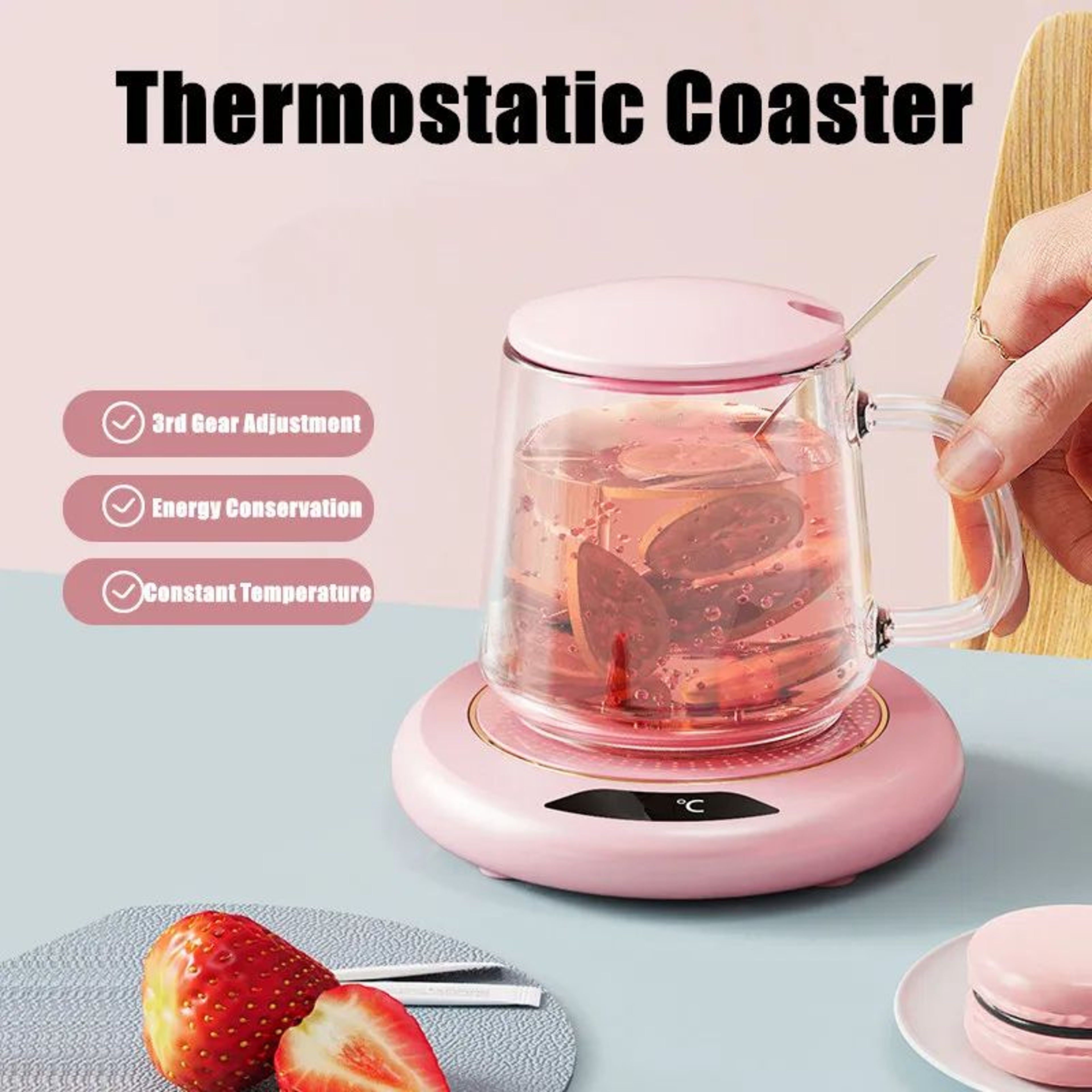 USBPowered Thermostatic Heating Coaster  3Speed Adjustment For Home  Office 0