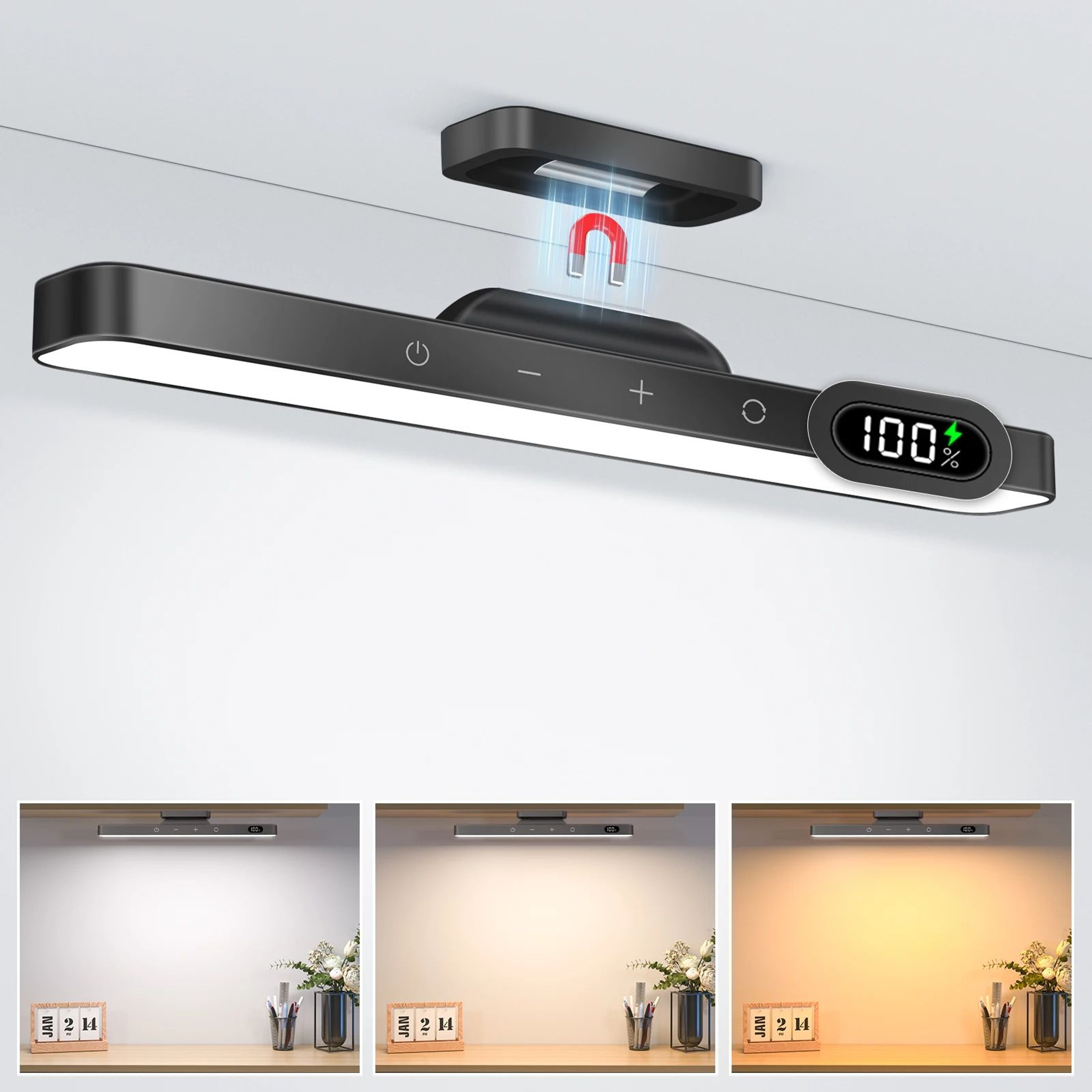 Rechargeable Dimmable LED Night Light Adjustable 3 Color Brightness Touch Lamp For Closet Makeup Be 0