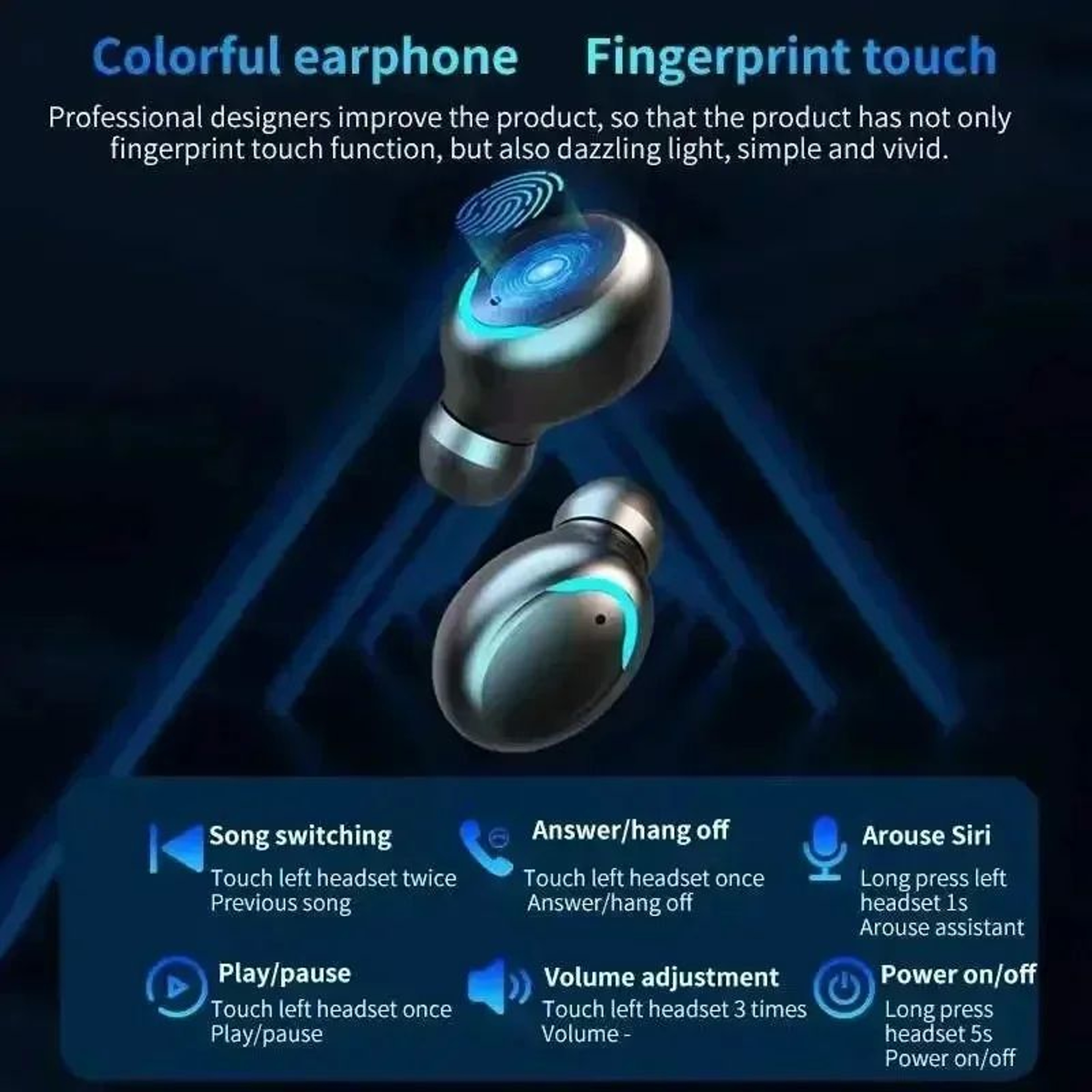 TWS Earphone Bluetooth Wireless Headphones Hifi Stereo Sports Earbuds With Mic Hearing Aids Compati 1