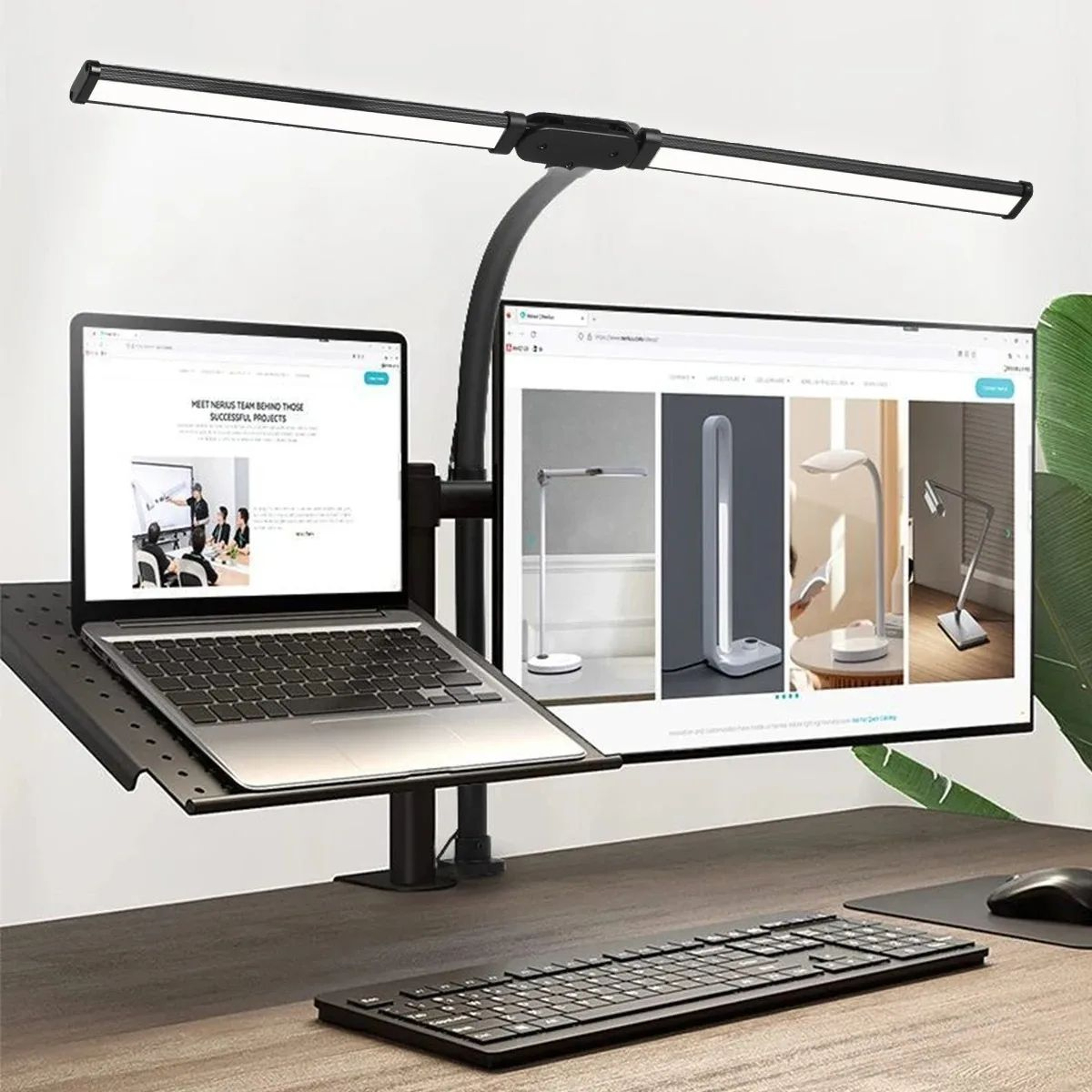 Double Head LED Desk Lamp Dimmable Architect Table Light For Office Reading Gaming  Computer Monito 0