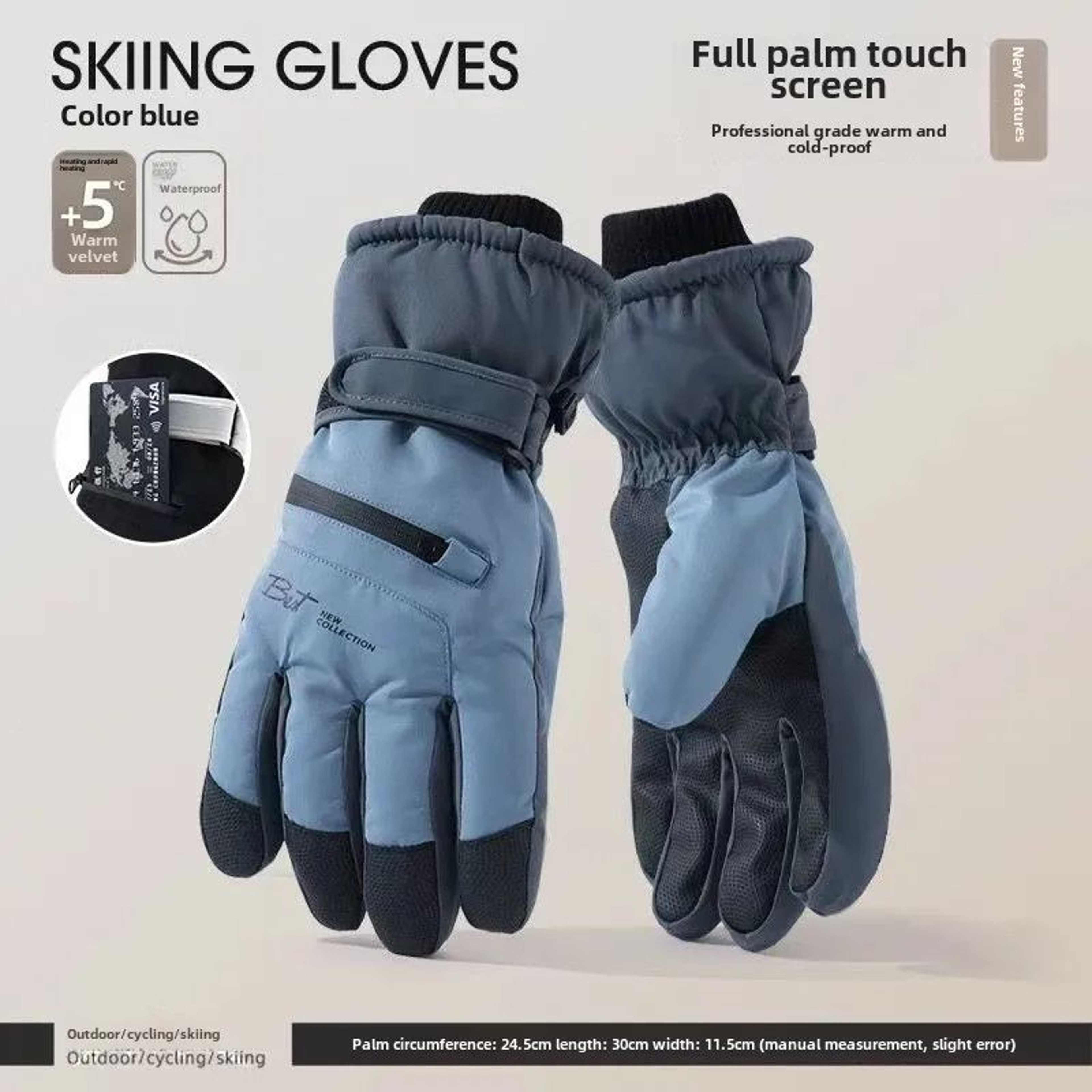 Winter Cycling Gloves NonSlip Touchscreen Gloves Waterproof Snowboard Accessories With Warm Pocket  7