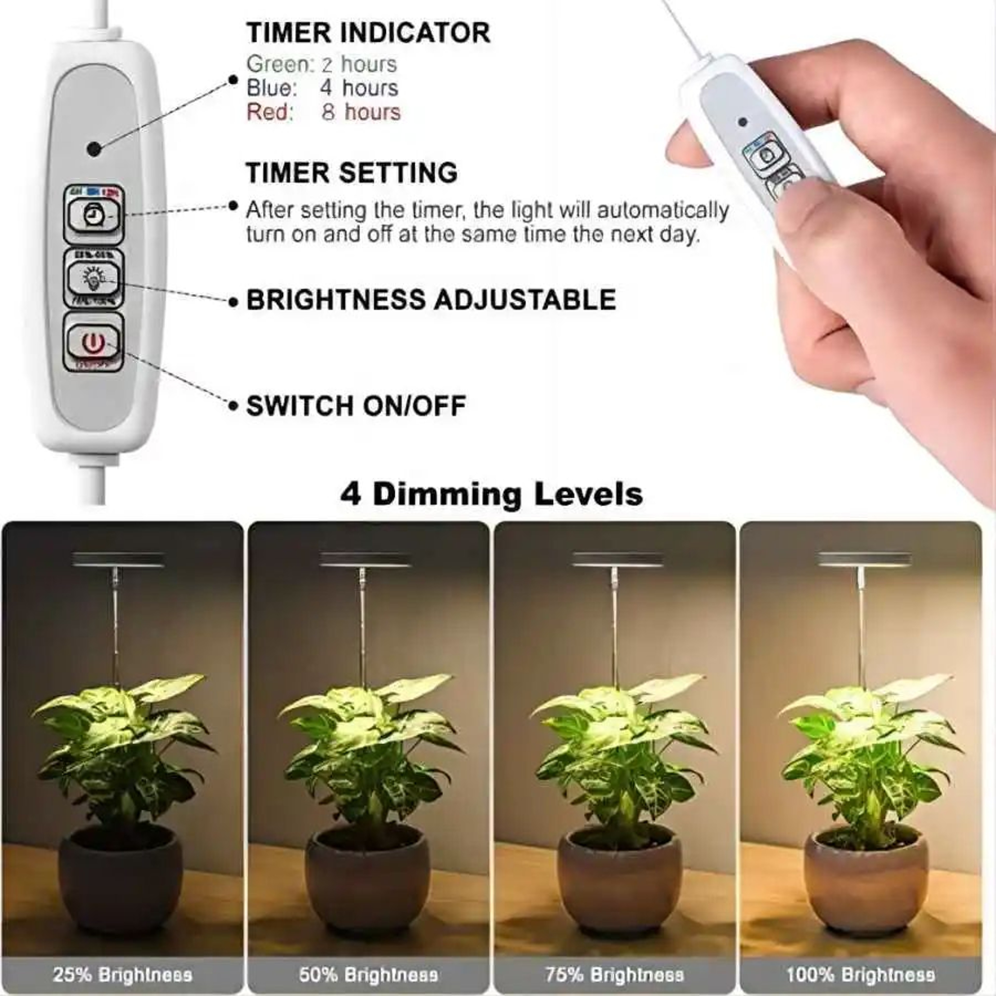 LED Grow Light Full Spectrum Plant Light For Indoor Hydroponics Height Adjustable With Auto OnOff T 3