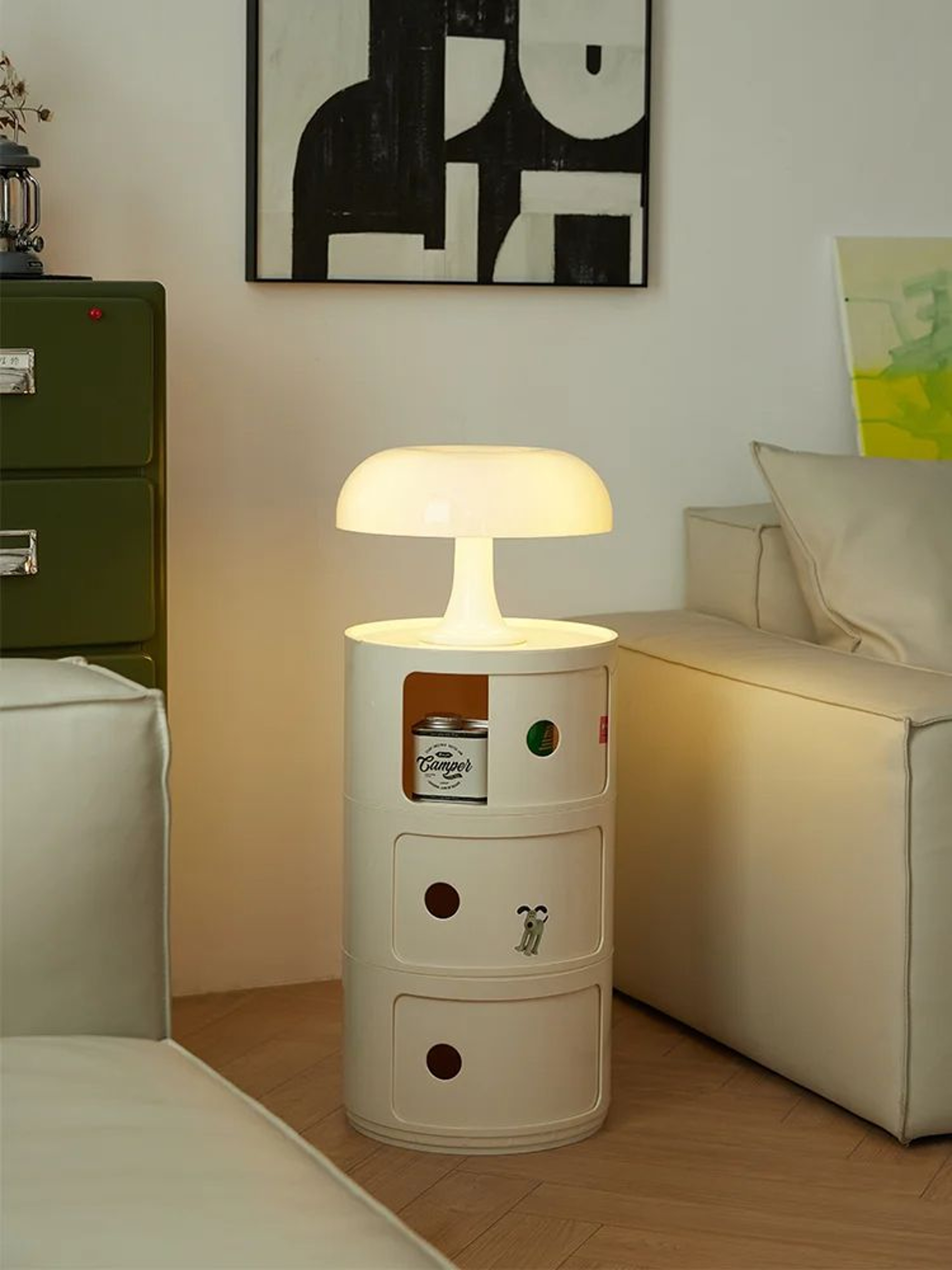 Round Bedside Table Nordic Plastic Nightstand Small Side End Table Storage Cabinet For Bedroom Livi 0