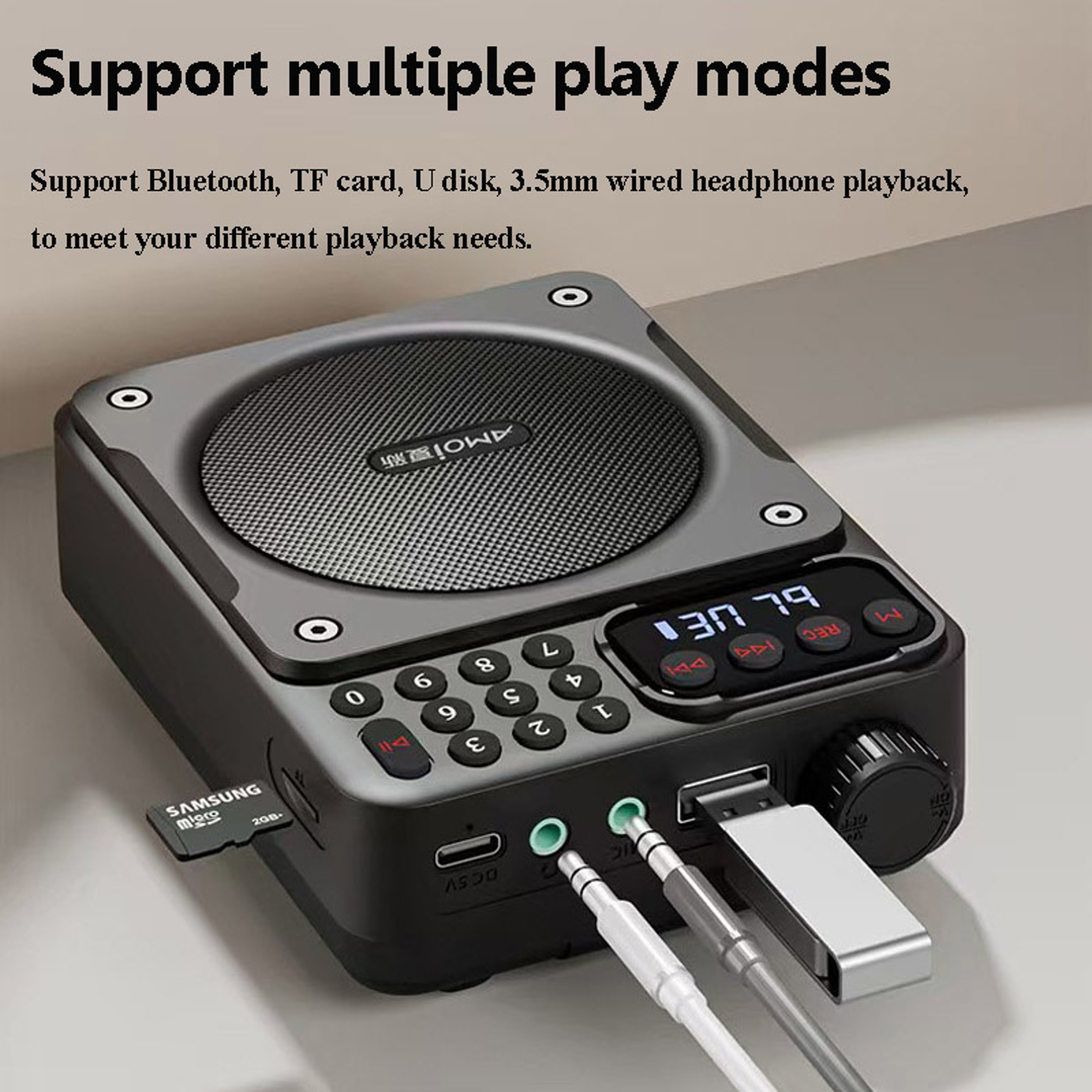 Mini Digital FM Radio HD Display Bluetooth Speaker Portable Voice Amplifier with USB TF Card Slot & Removable Battery – view 5