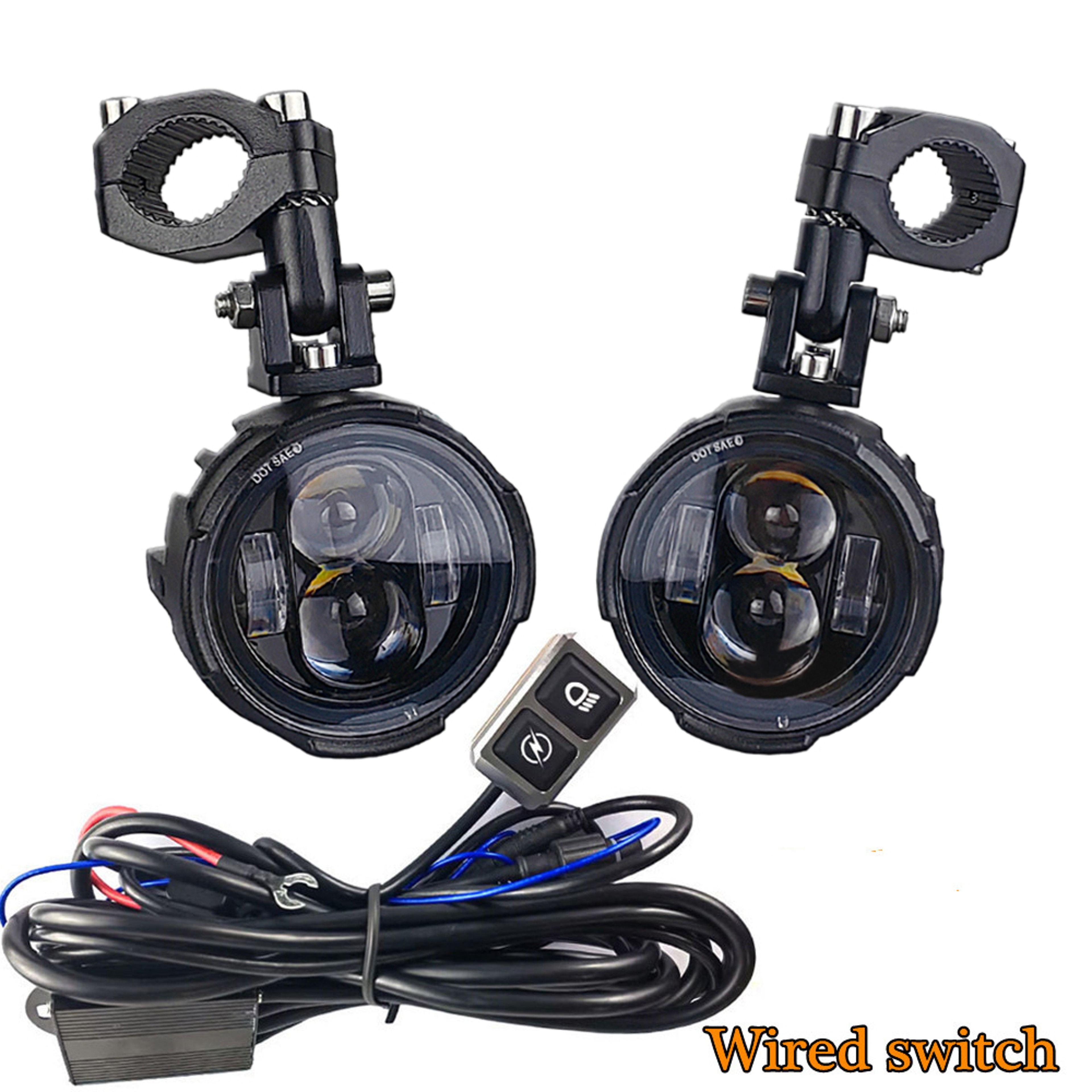Motorcycle LED Fog Lights Pair, Dual Color Auxiliary Driving Spotlight Headlamp Flasher Farol Moto Light for Riding – view 7