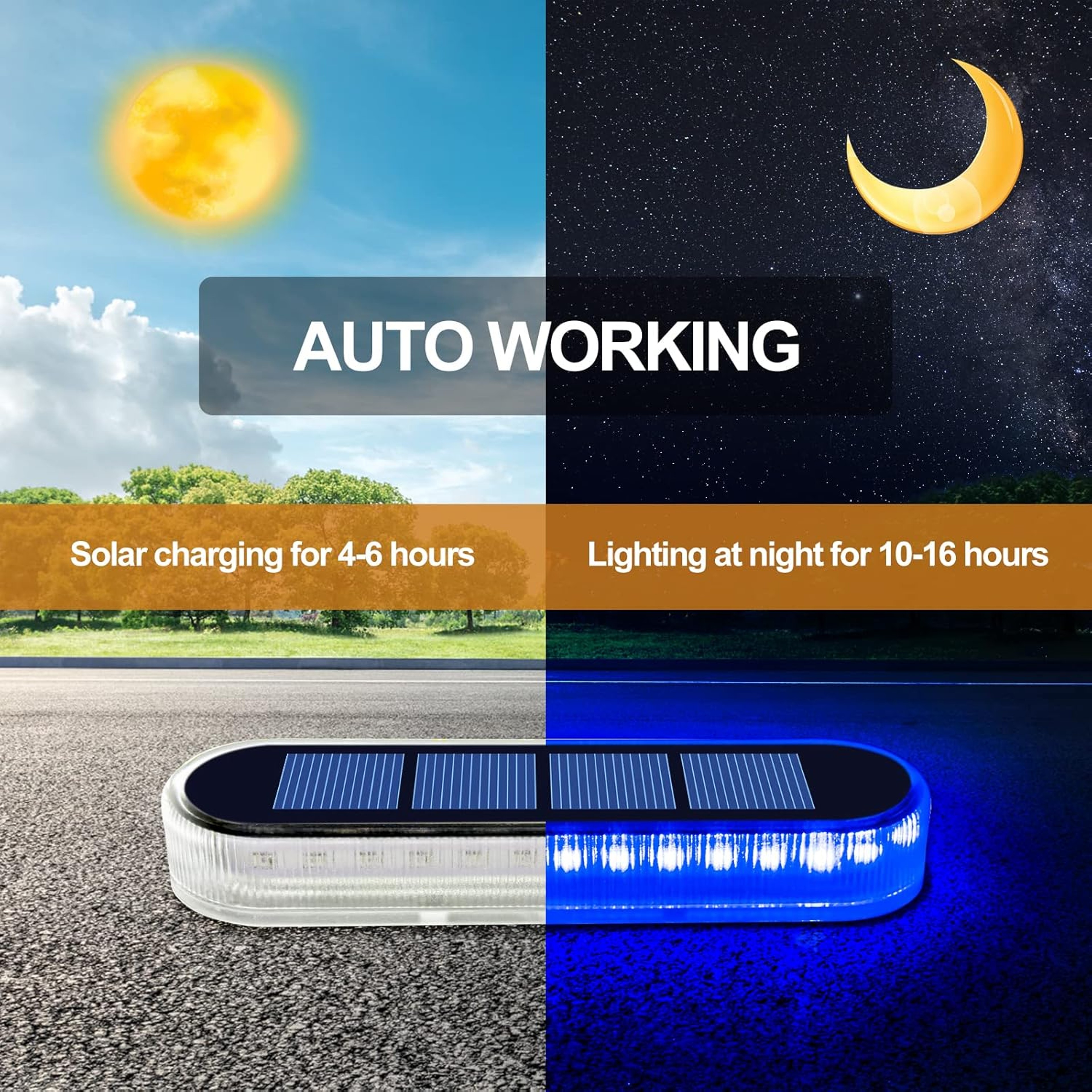 IP68 Waterproof Solar LED Deck Lights, Wireless Stick-On Outdoor Step Dock Driveway Lights, 3 Lighting Colors – view 3