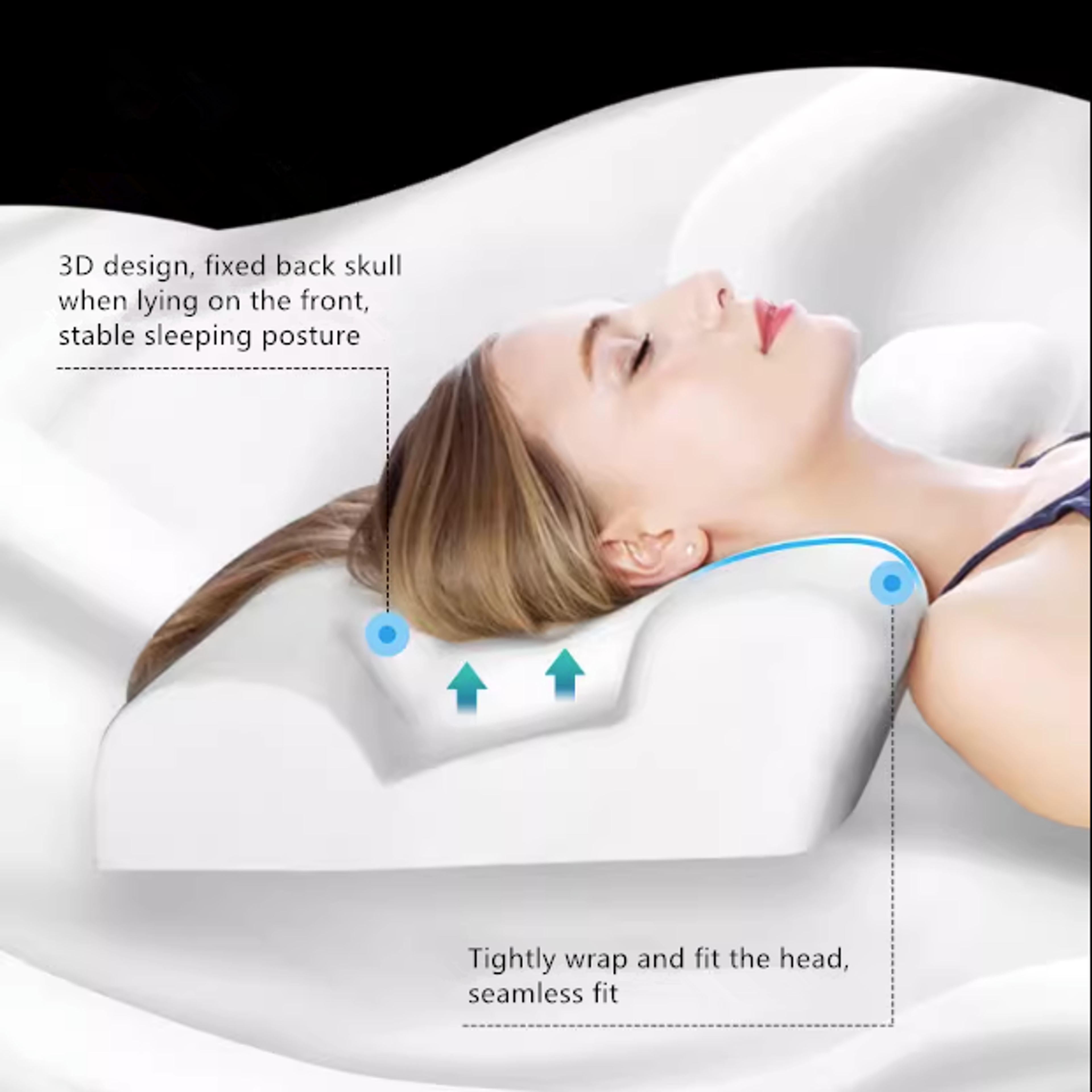 Memory Foam 3D Beauty Pillow, Side Sleep Anti-Wrinkle Face Pillow, Cervical Neck Support, Helps Sleep & Reduces Facial – view 4