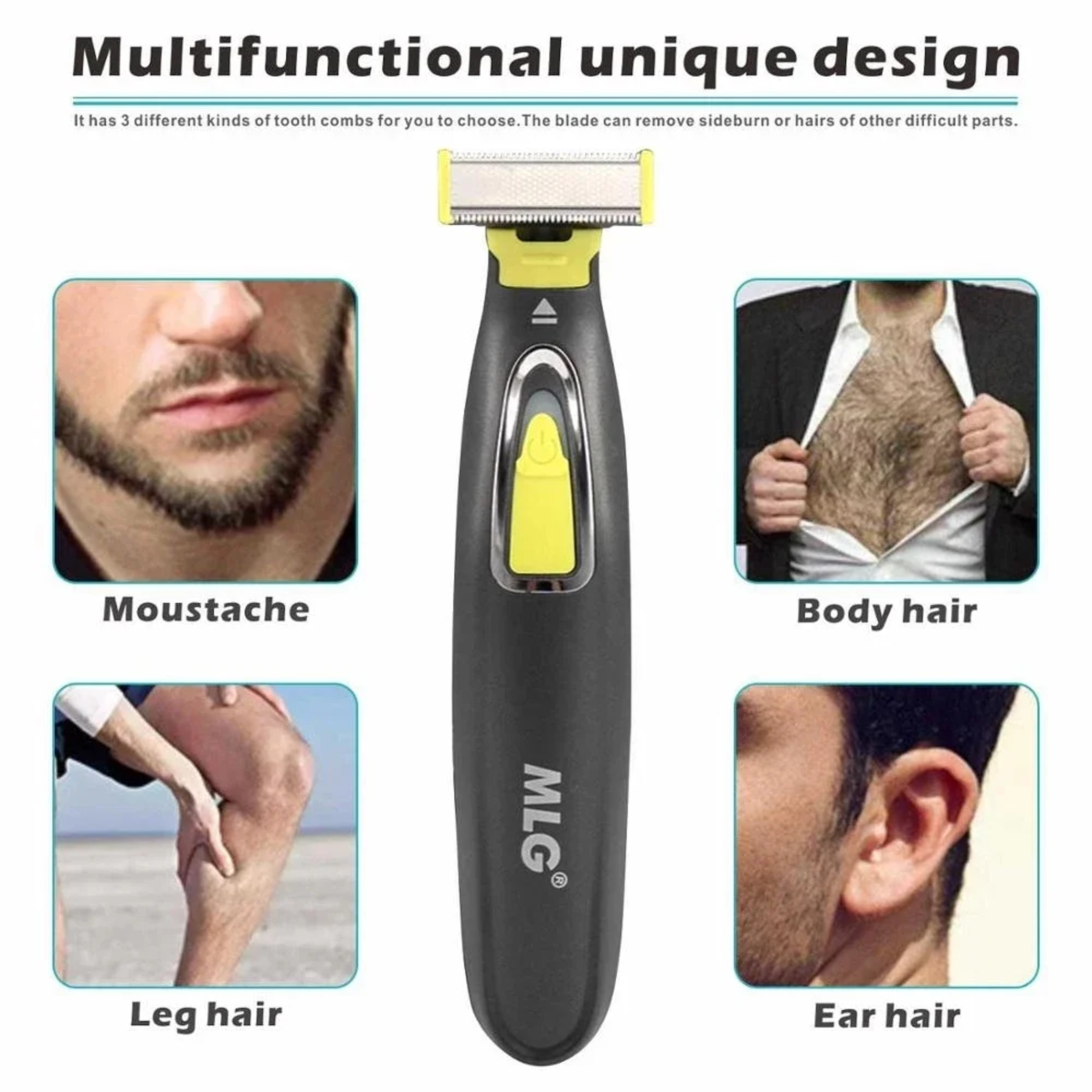 Cordless Electric Shaver for Men Beard Trimmer & Razor, USB Rechargeable Hair Clipper for Face Body Grooming – view 2