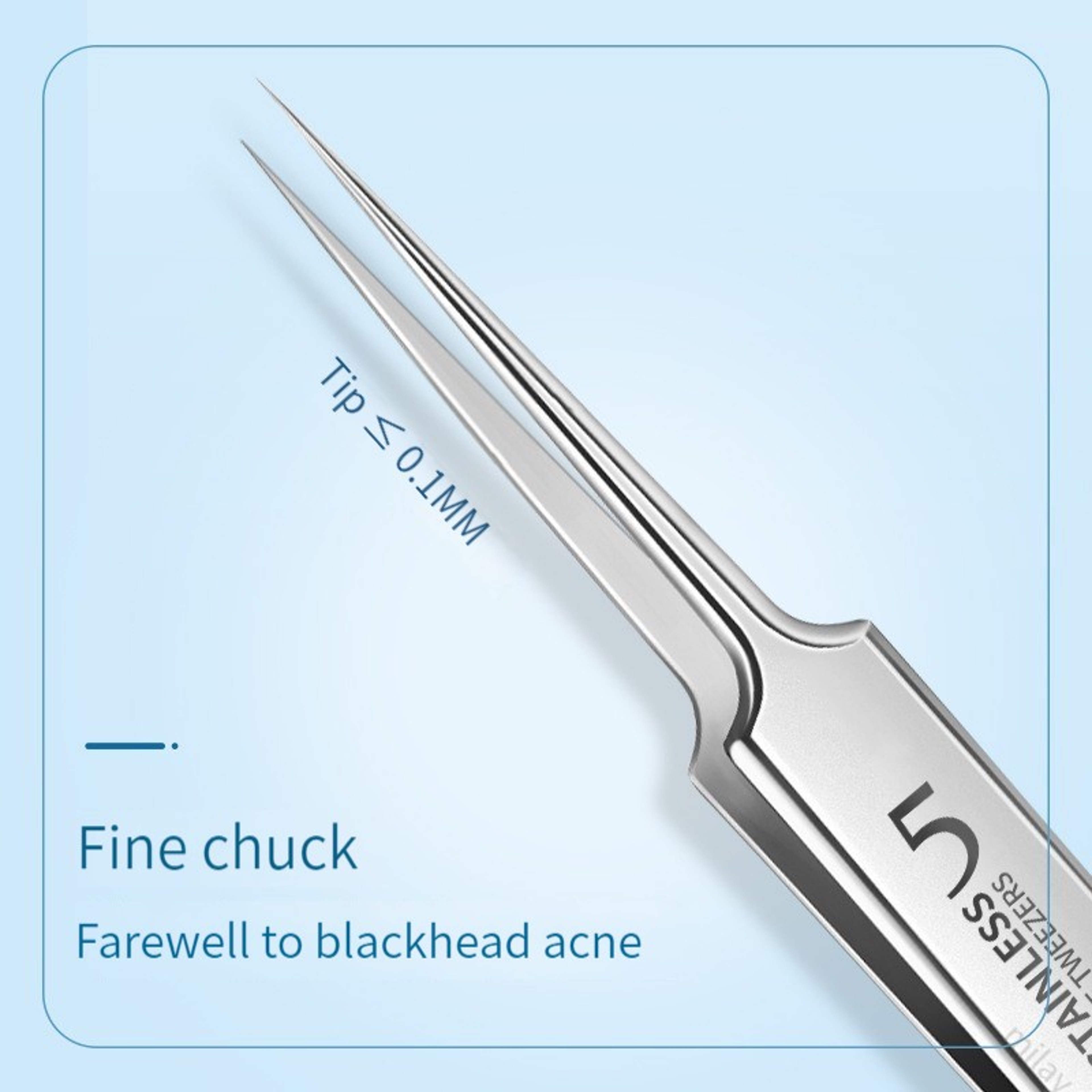 Professional German Ultra-Fine Tweezers, Blackhead Remover, Pimple Extractor & Acne Needle Tool for Spa, or Home Facial – view 1