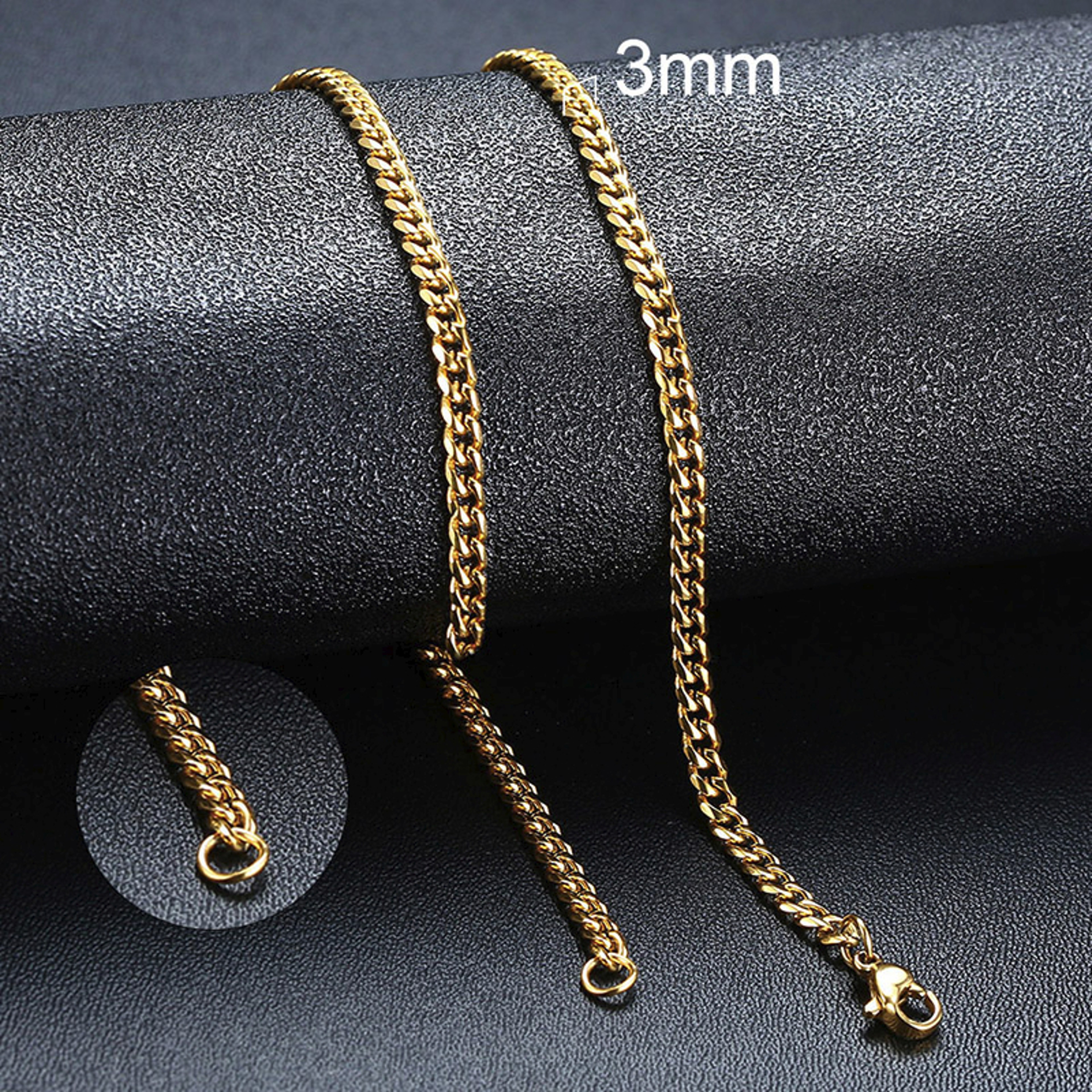 Basic Punk Cuban Chain Necklace for Men Women, Vintage Gold Solid Metal Curb Link Choker, Stainless Steel Jewelry – view 14