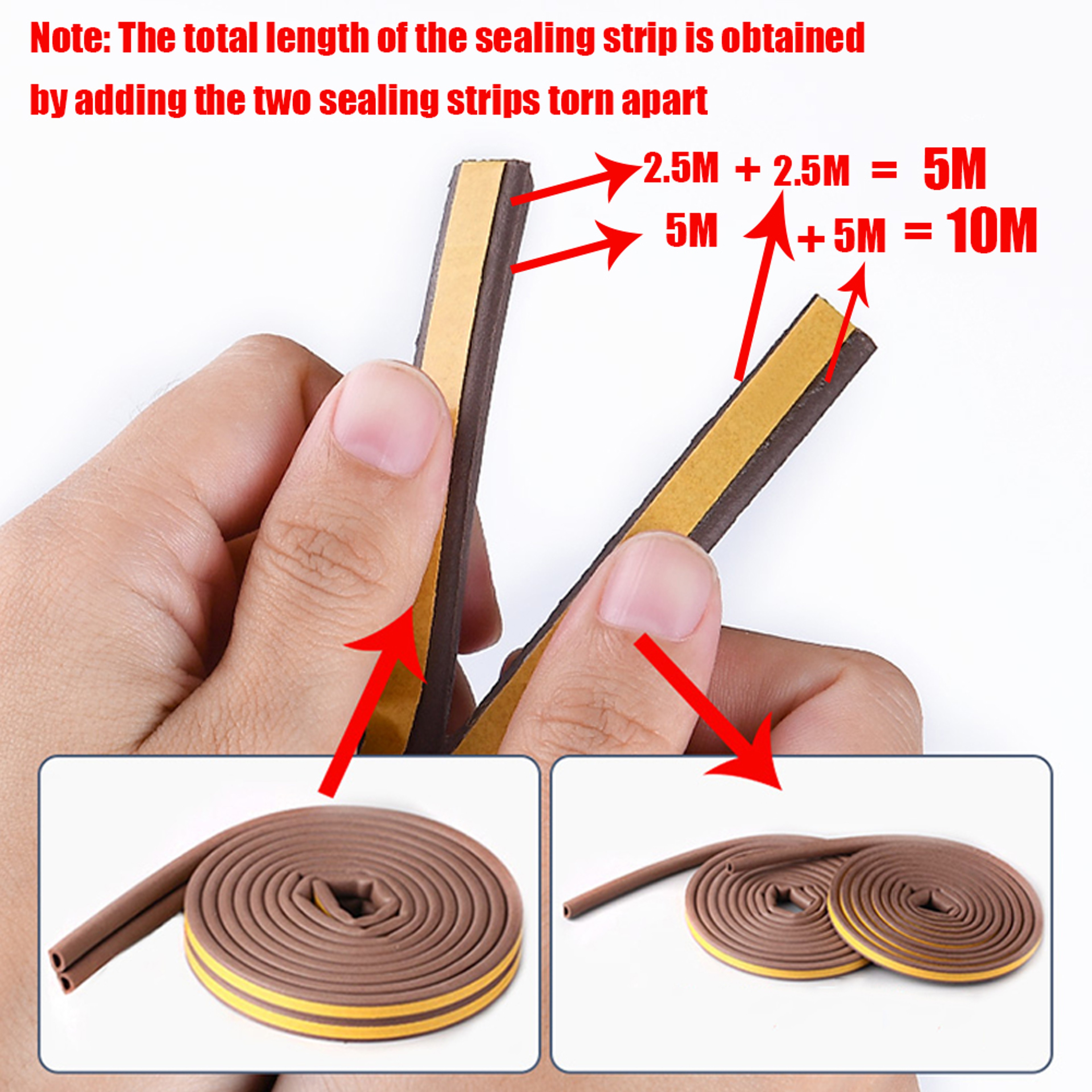 Self-Adhesive, Acoustic Foam Door Window Seal Strip, DIEP Rubber Weatherstrip for Insulation, Windproofing & Soundproof – view 5
